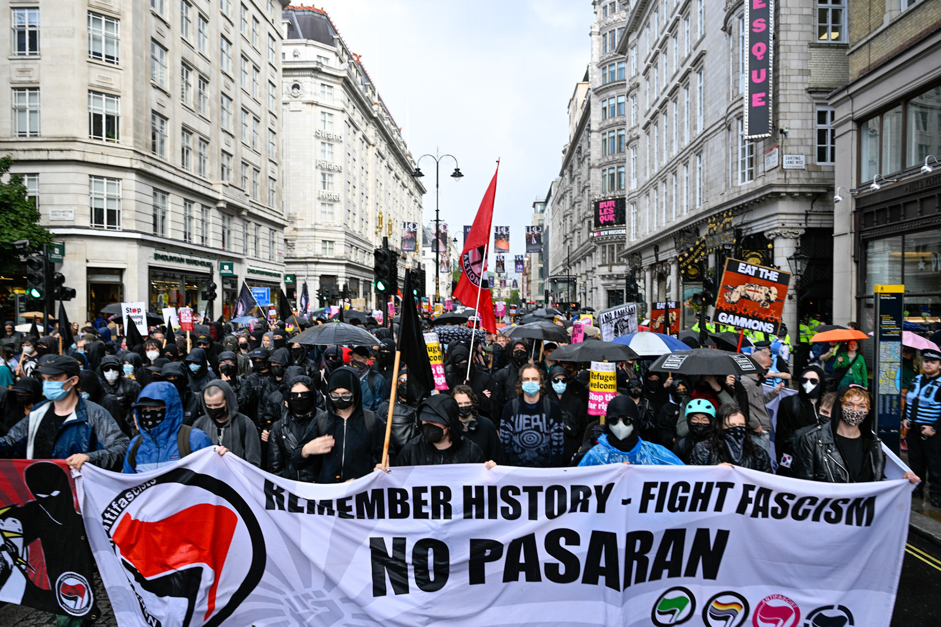 London, UK, 13th September: Protesters march to oppose Tommy Robinson and the far rights march and ideals,  monkeybutlerimages/alamy live news