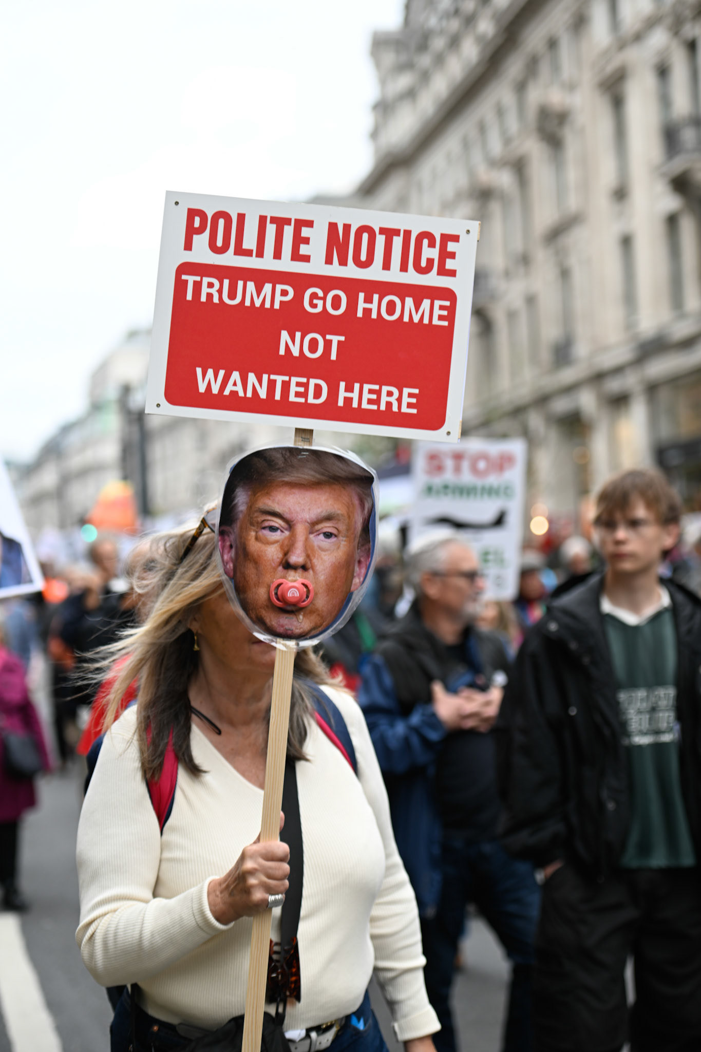 London, UK, 17th September 2025, A large protest by thousands of anti Trump supporters wound through central London towards Parliament, monkeybutlerimages / Alamy Live News
