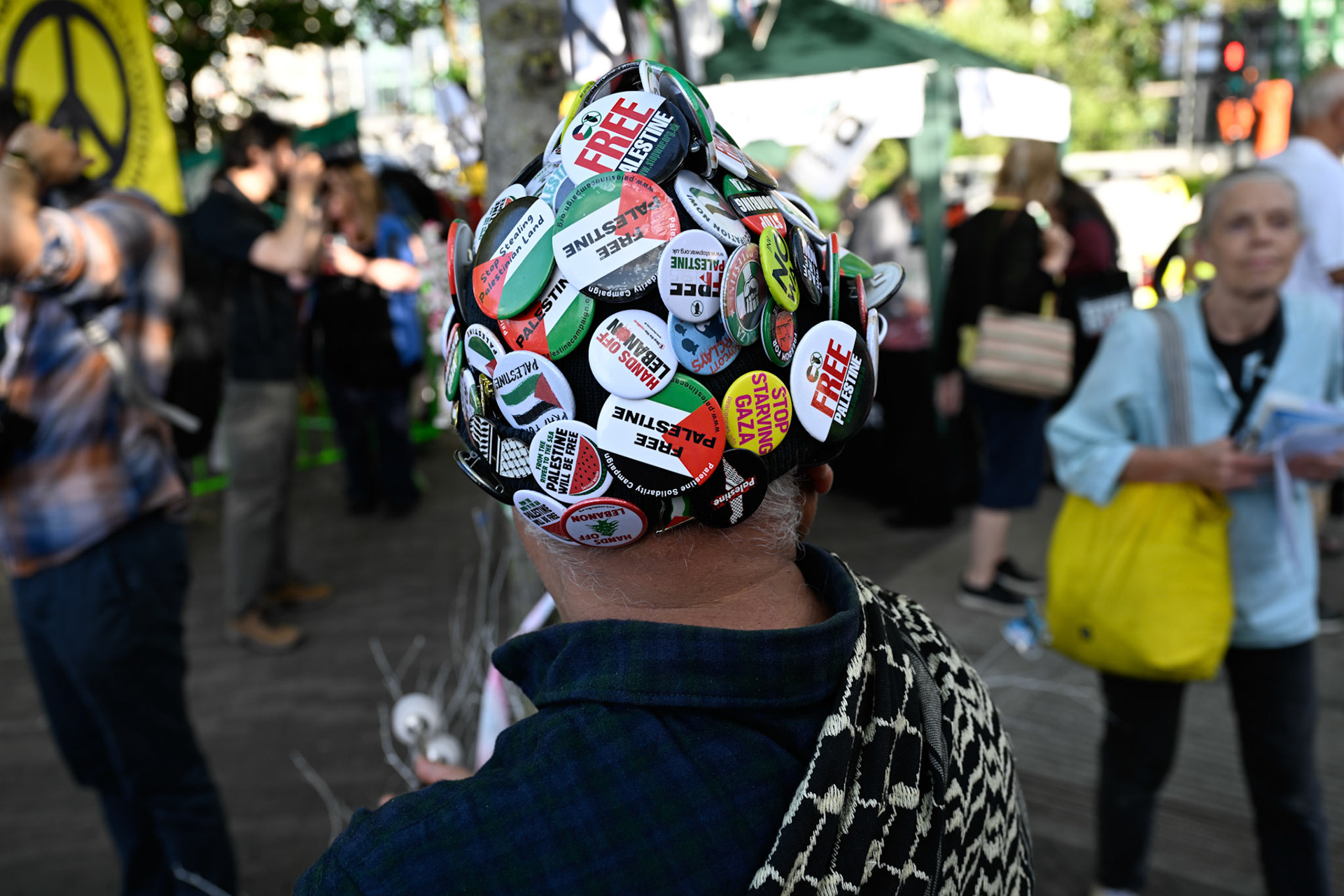The Stop the War Coalition staged a protest opposite the US Embassy in London demanding that the US stop their bombing campaign in Iran