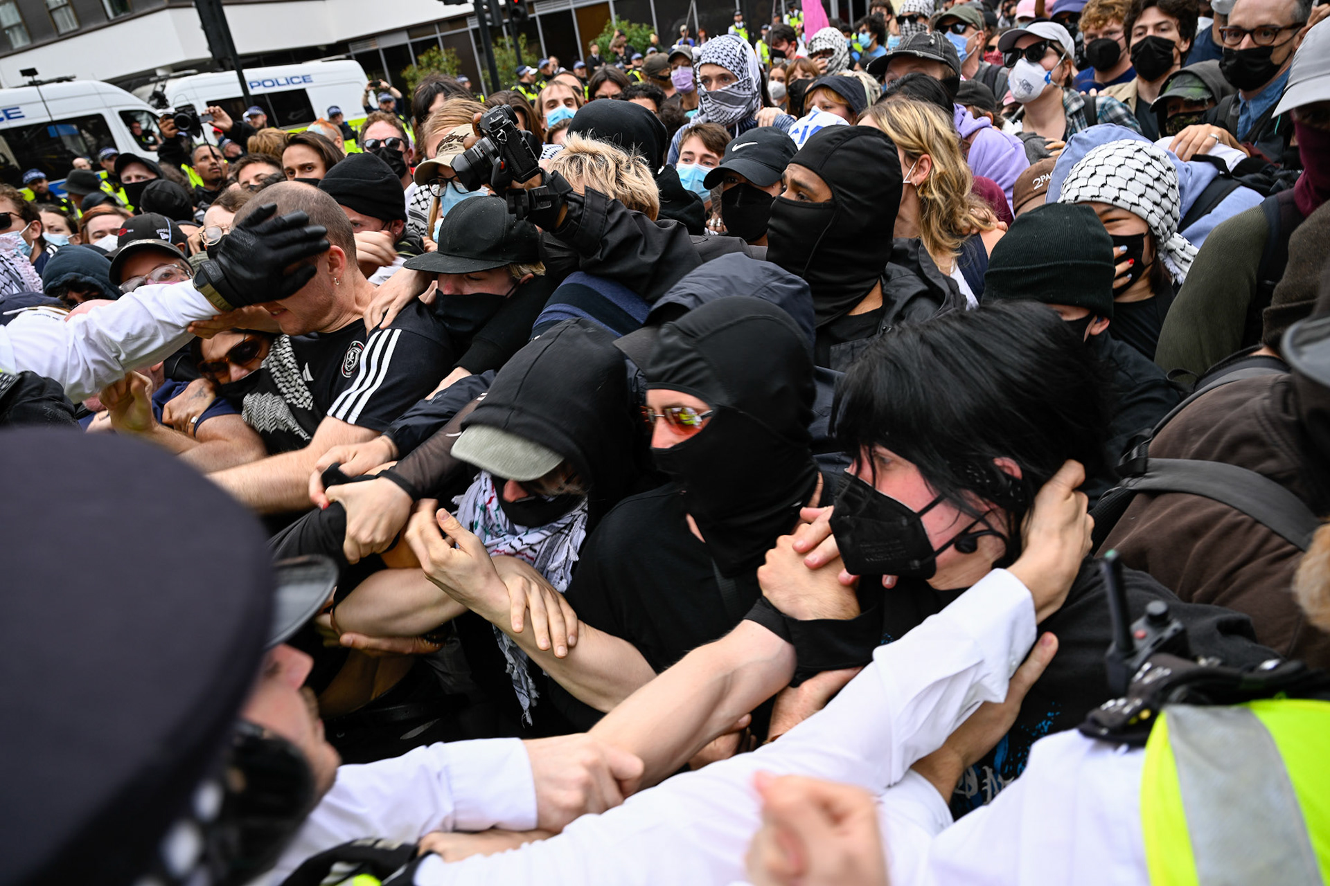 London, UK, 2nd August 2025, Protest outisde of the Thistle Hotel Barbican supporting migrant residents and challenging a counter protest