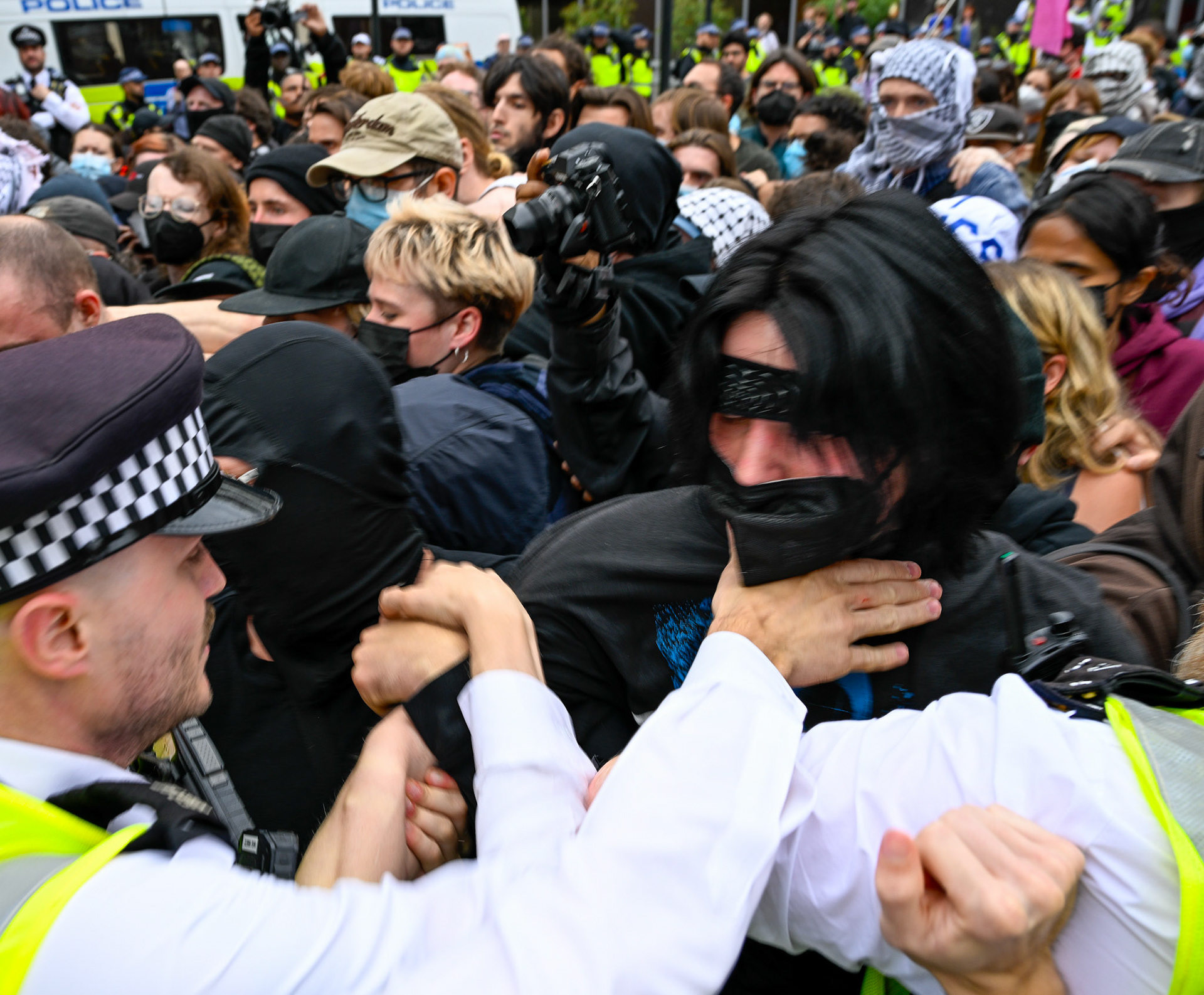 London, UK, 2nd August 2025, Protest outisde of the Thistle Hotel Barbican supporting migrant residents and challenging a counter protest