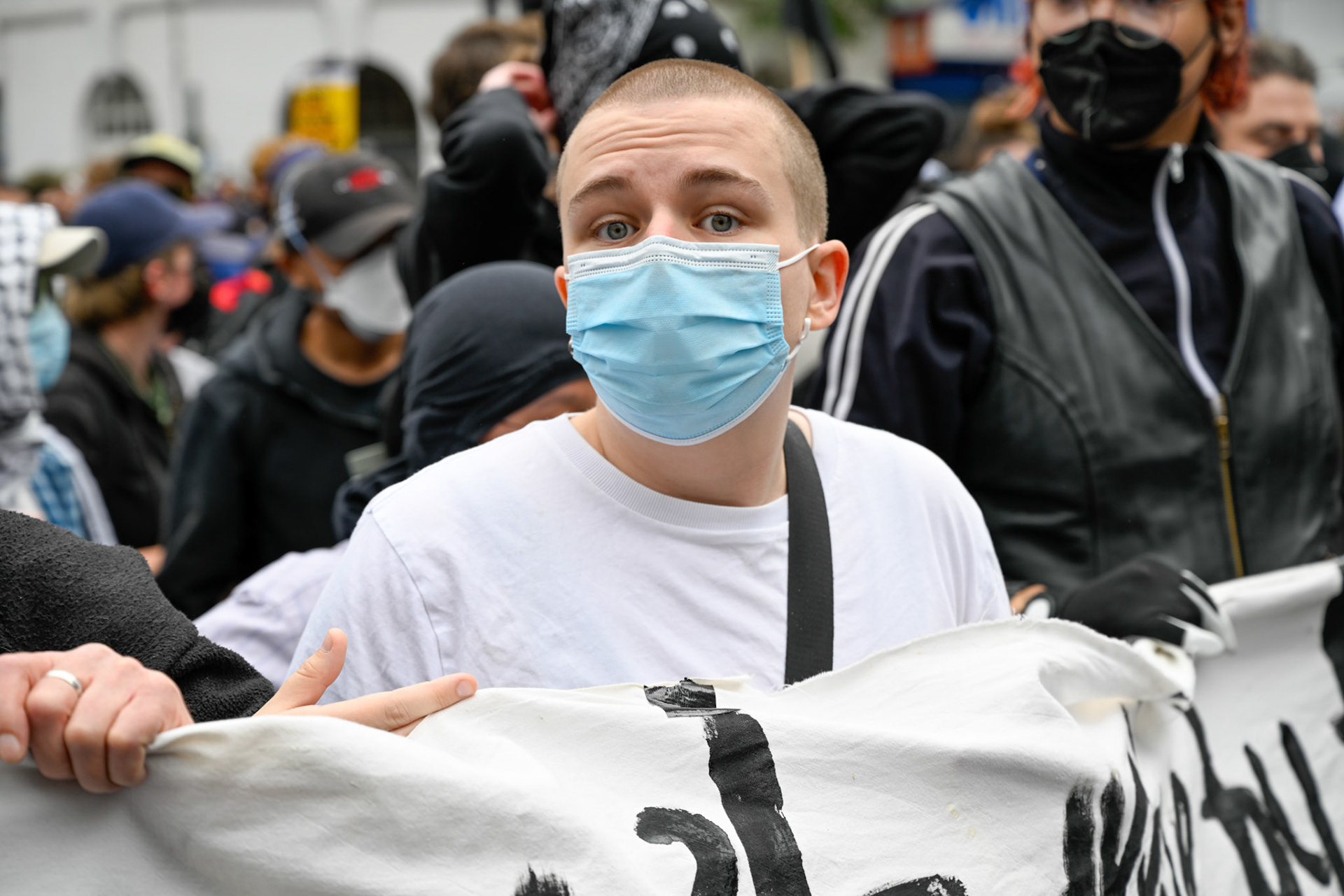 London, UK, 2nd August 2025, Protest outisde of the Thistle Hotel Barbican supporting migrant residents and challenging a counter protest