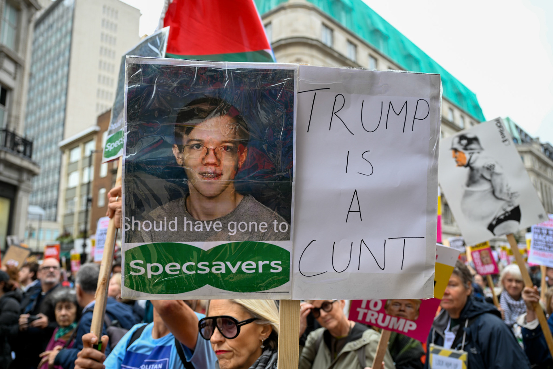 London, UK, 17th September 2025, A large protest by thousands of anti Trump supporters wound through central London towards Parliament, monkeybutlerimages / Alamy Live News