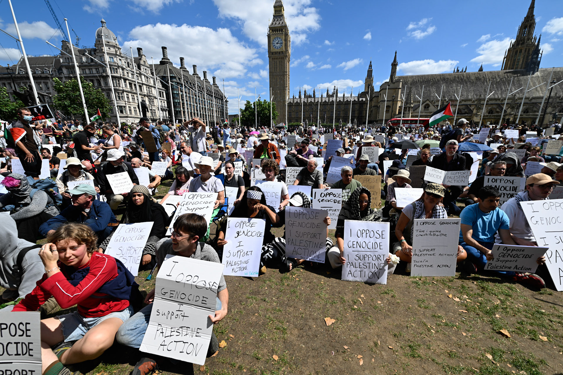 Hundreds of activists gathered to support the proscribed terrorist group Palestine Action. Police arrested any person supporting the group resulted in mass arrests.