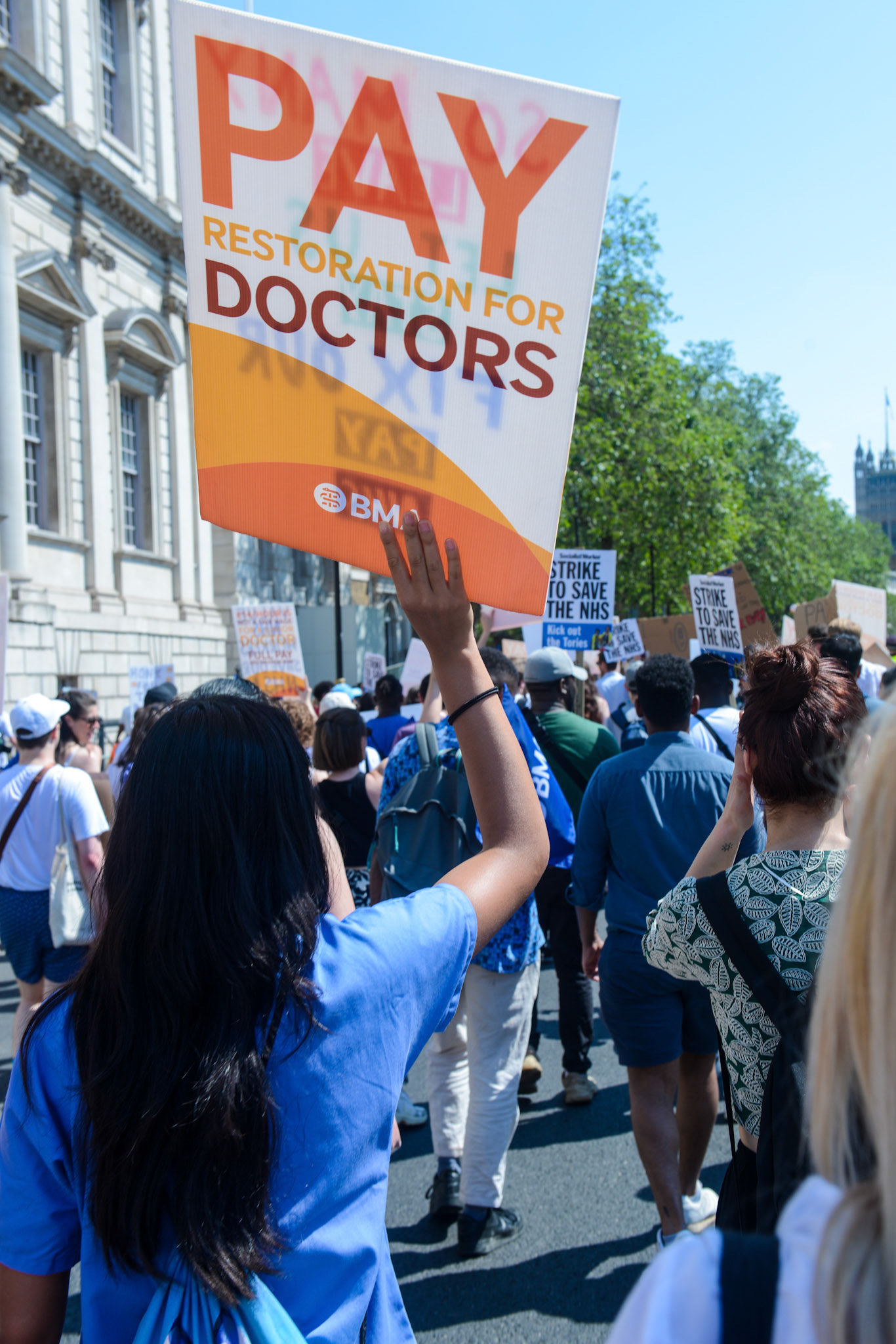 Striking Junior Doctors March in London to Parliament Square over fair pay demands 16/06/23