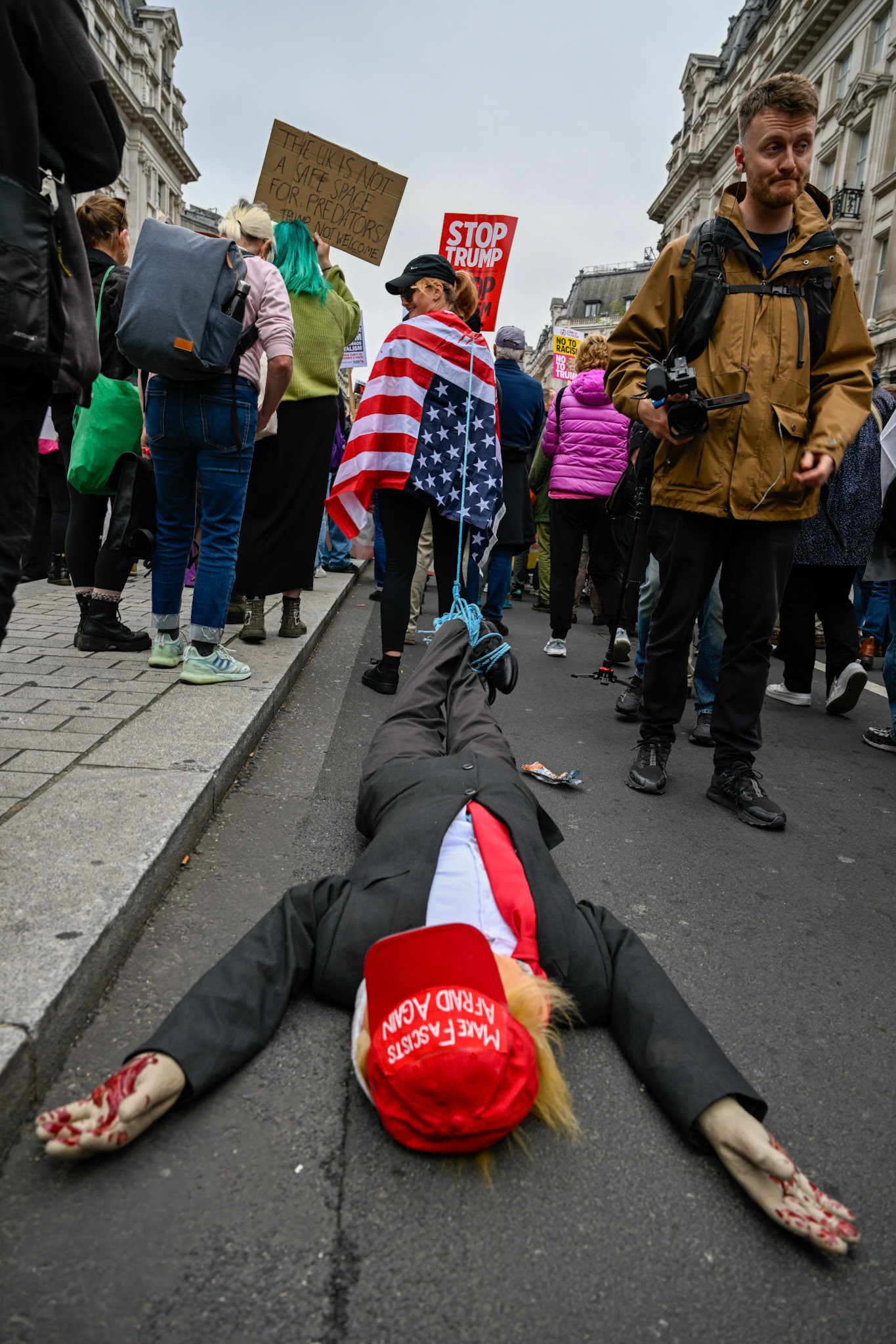 London, UK, 17th September 2025, A large protest by thousands of anti Trump supporters wound through central London towards Parliament, monkeybutlerimages / Alamy Live News