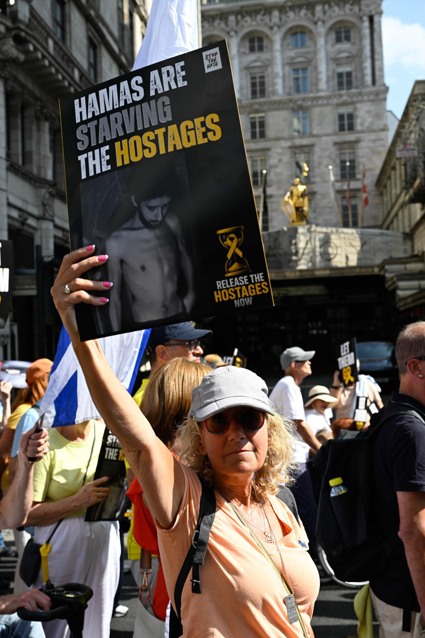 London, UK, 10th August 2025: March by pro Israeli supporters demanding the release of hostages held in Gaza by Hamas, Monkey Butler Images / Alamy Live News