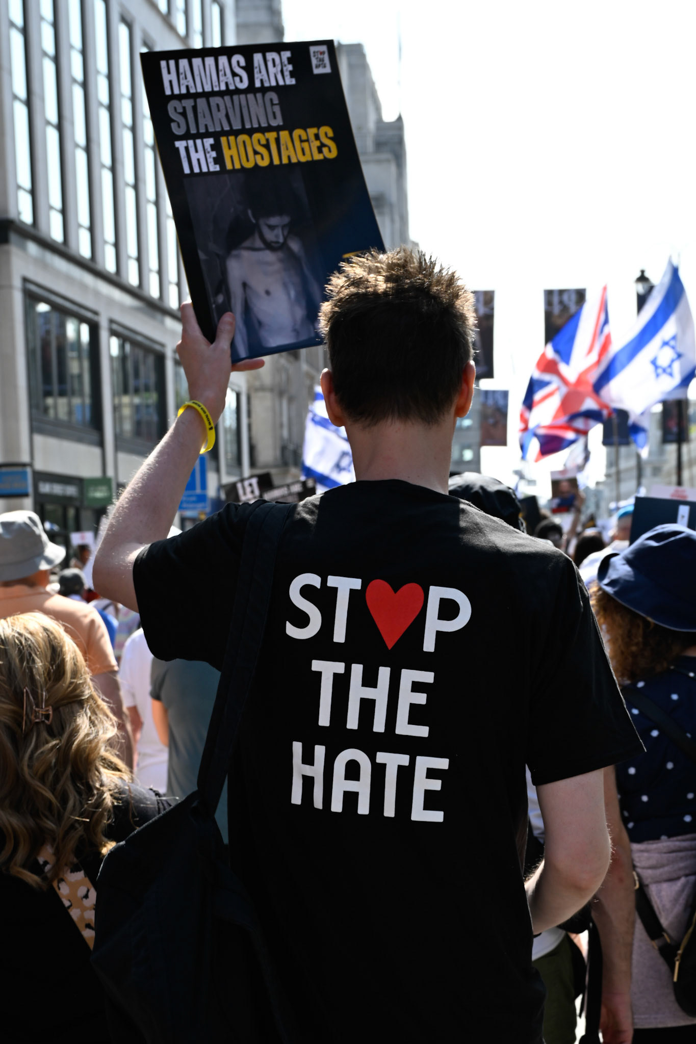 London, UK, 10th August 2025: March by pro Israeli supporters demanding the release of hostages held in Gaza by Hamas, Monkey Butler Images / Alamy Live News