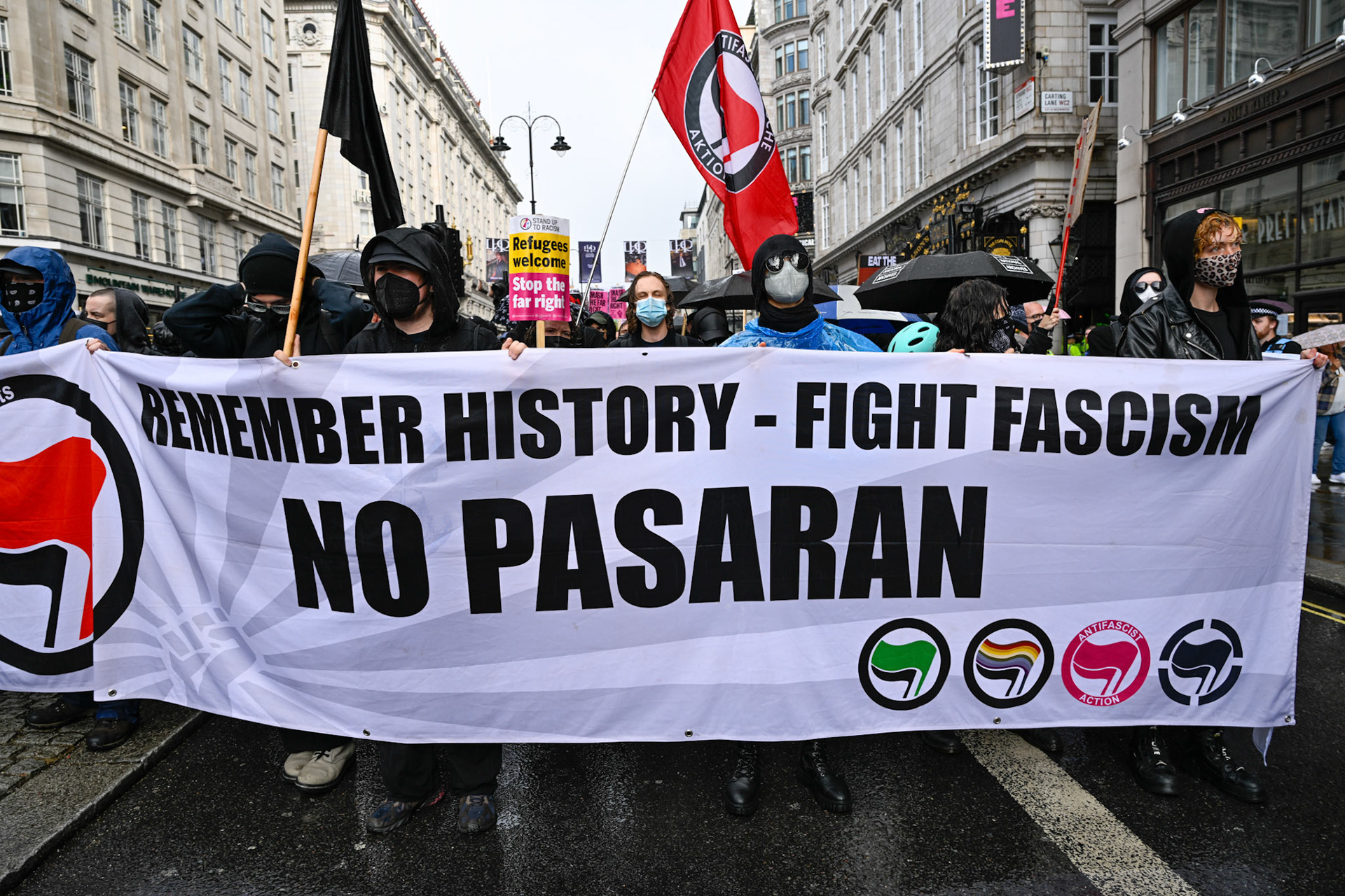 London, UK, 13th September: Protesters march to oppose Tommy Robinson and the far rights march and ideals,  monkeybutlerimages/alamy live news