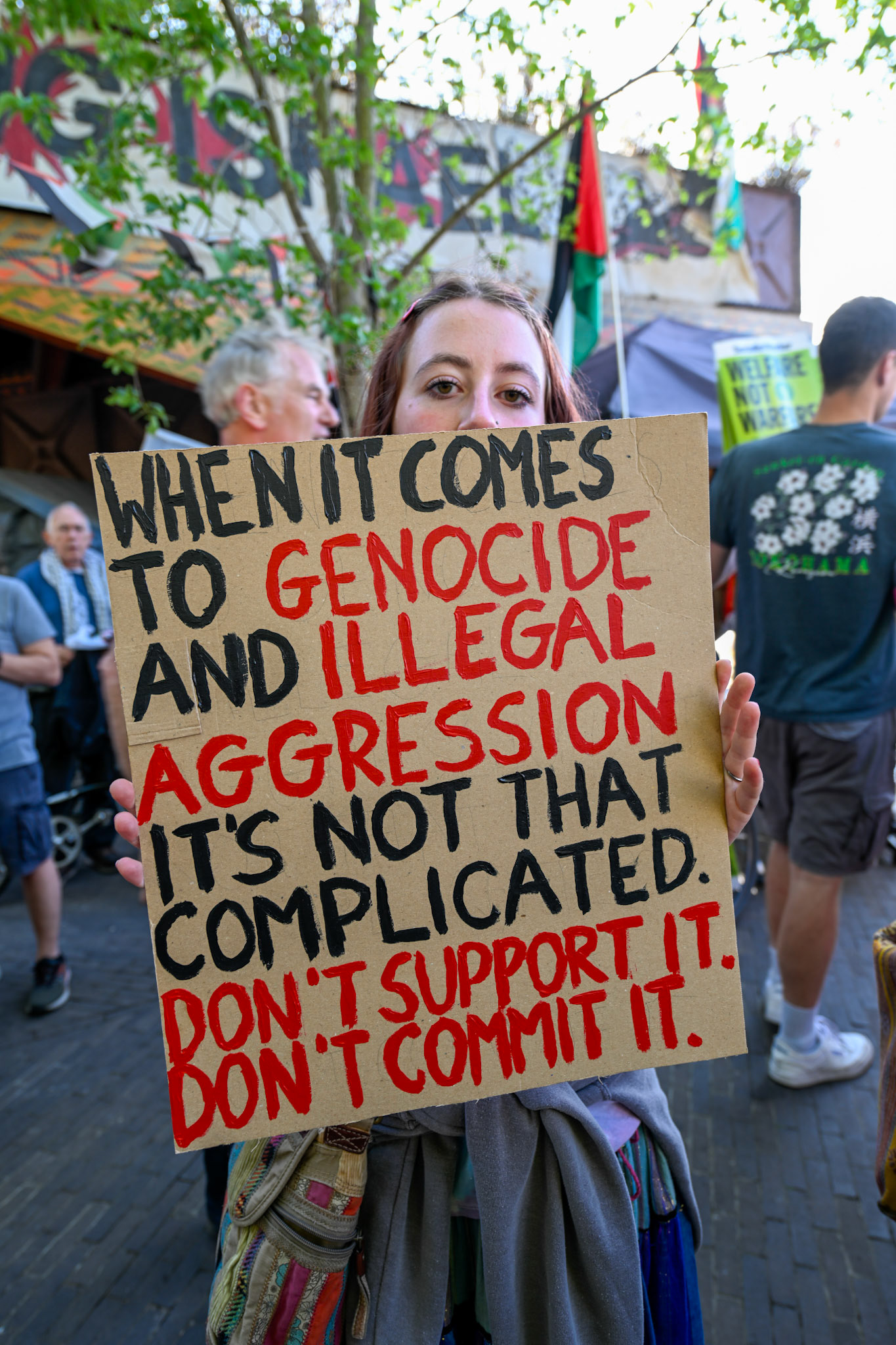 Stop the War Coalition staged a demonstration opposite the US embassy decrying the bombing by the US of Iran