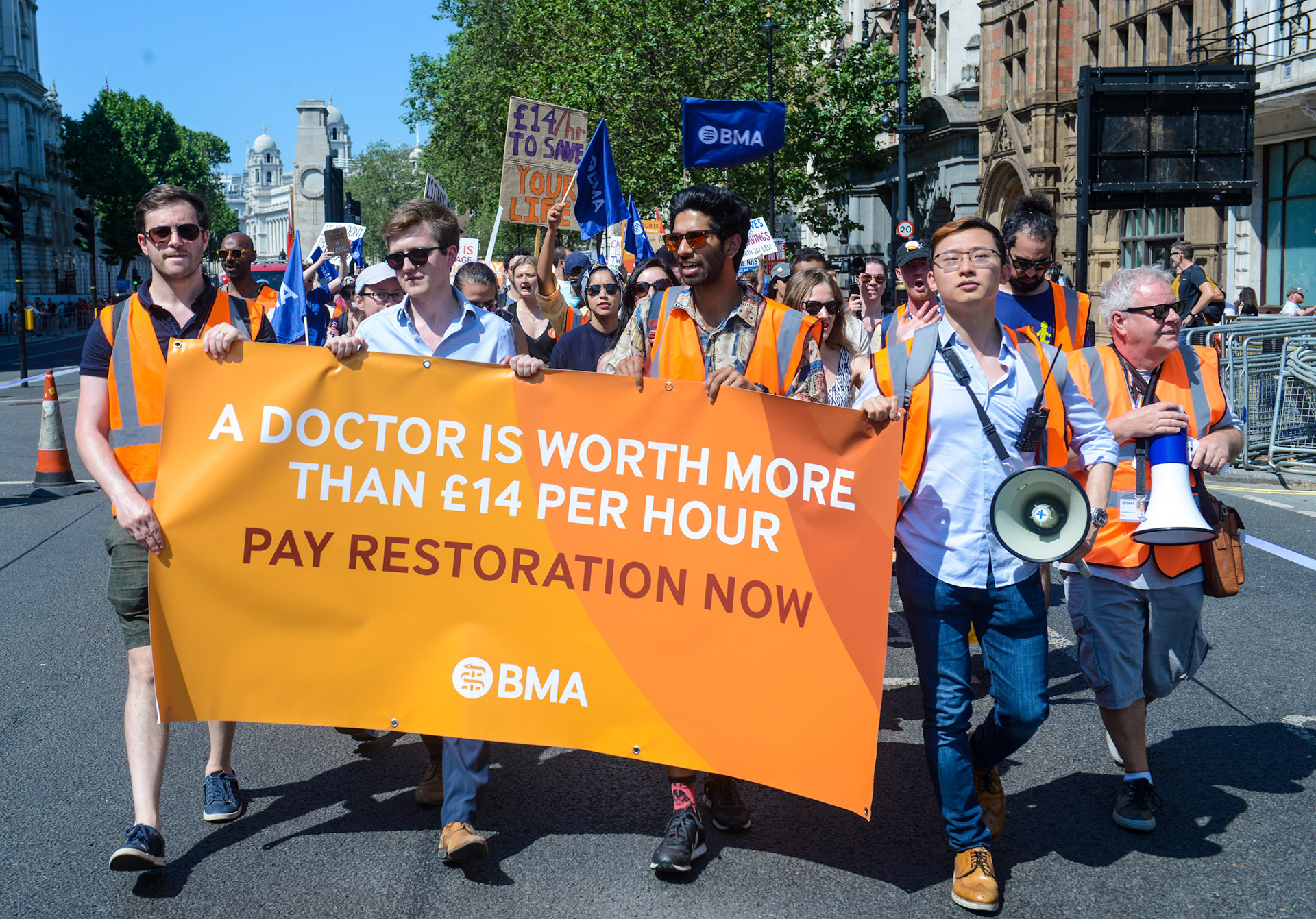 Striking Junior Doctors March in London to Parliament Square over fair pay demands 16/06/23