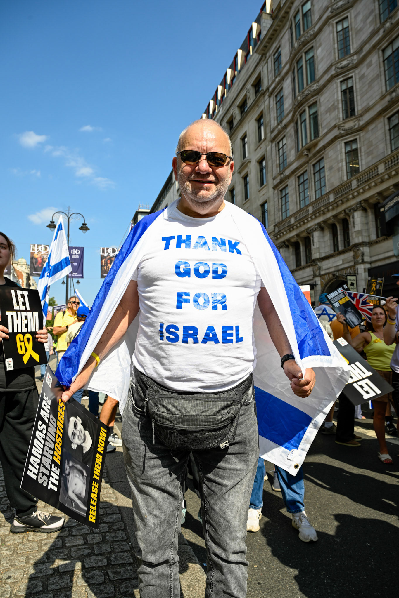 London, UK, 10th August 2025: March by pro Israeli supporters demanding the release of hostages held in Gaza by Hamas, Monkey Butler Images / Alamy Live News