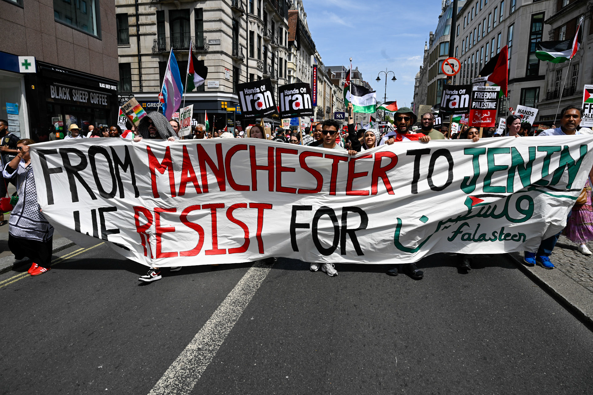 Tens of thousands of protestors marched against Israeli action against Gaza and Iran, London, UK, 21st June 2025
