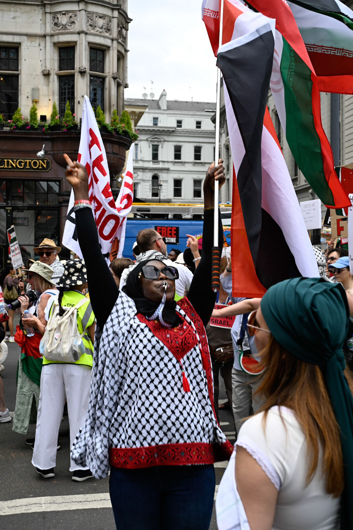 Tens of thousands of protestors marched against Israeli action against Gaza and Iran, London, UK, 21st June 2025