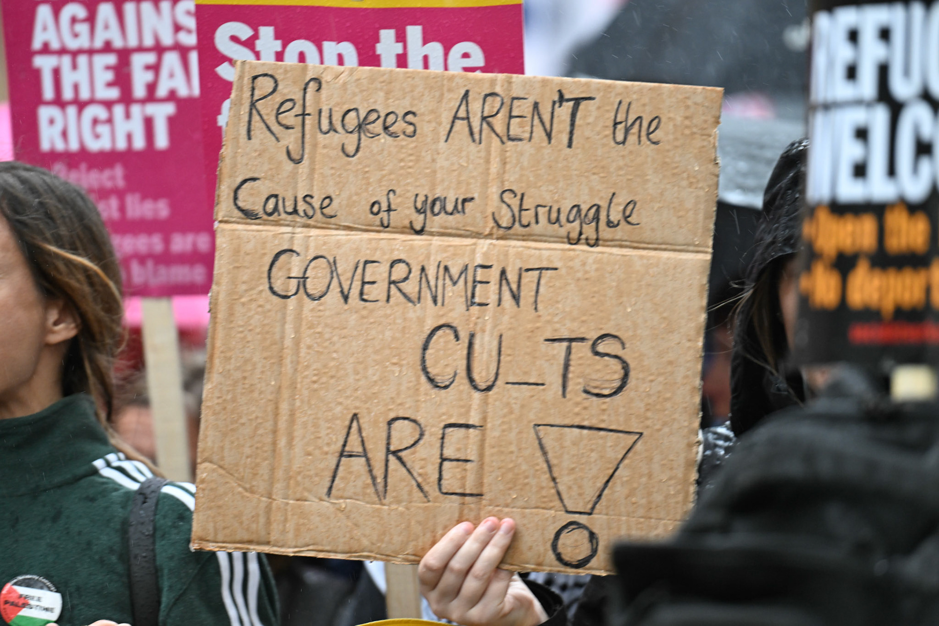 London, UK, 13th September: Protesters march to oppose Tommy Robinson and the far rights march and ideals,  monkeybutlerimages/alamy live news