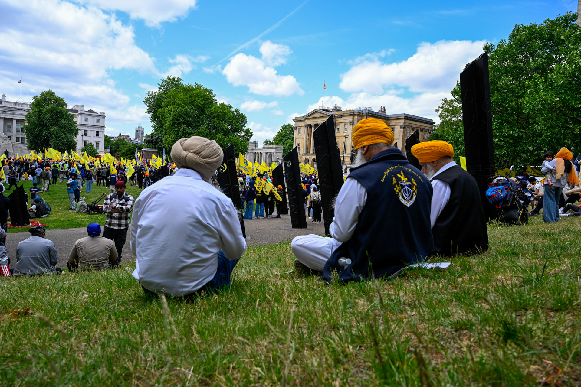 London, UK, 1st June 2025, Sikh protesters gather ahead of the anniversary march of the Amritsar massacre by the Indian Army 1984, monkeybutlerimages/alamy live news