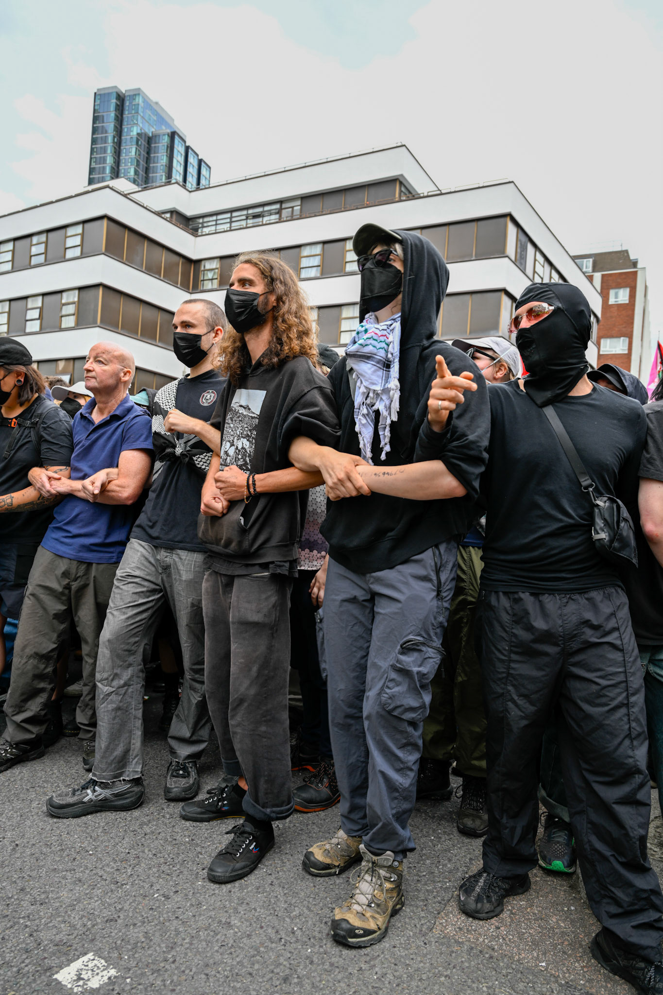 London, UK, 2nd August 2025, Protest outisde of the Thistle Hotel Barbican supporting migrant residents and challenging a counter protest
