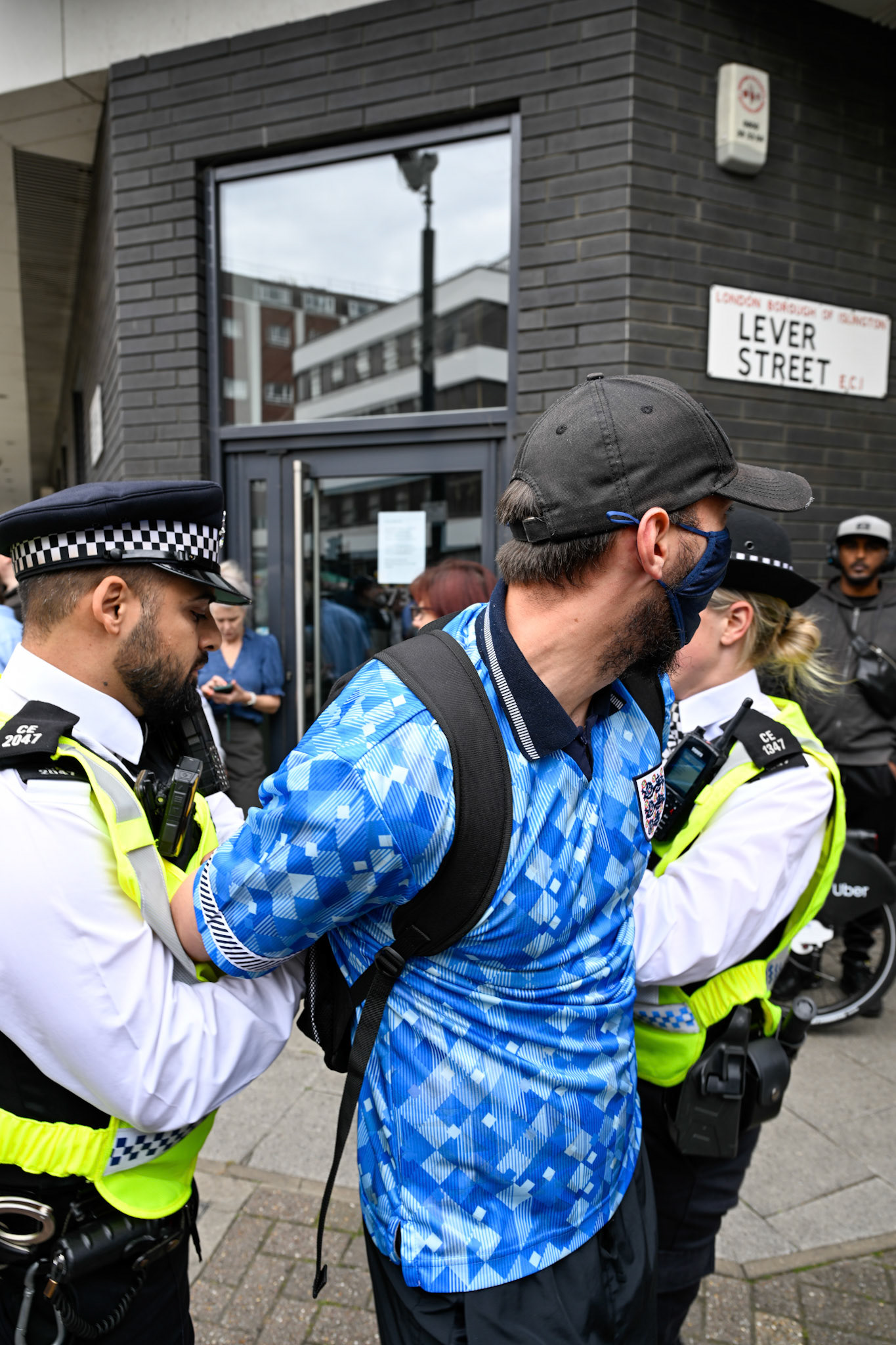 London, UK, 2nd August 2025, Protest outisde of the Thistle Hotel Barbican supporting migrant residents and challenging a counter protest