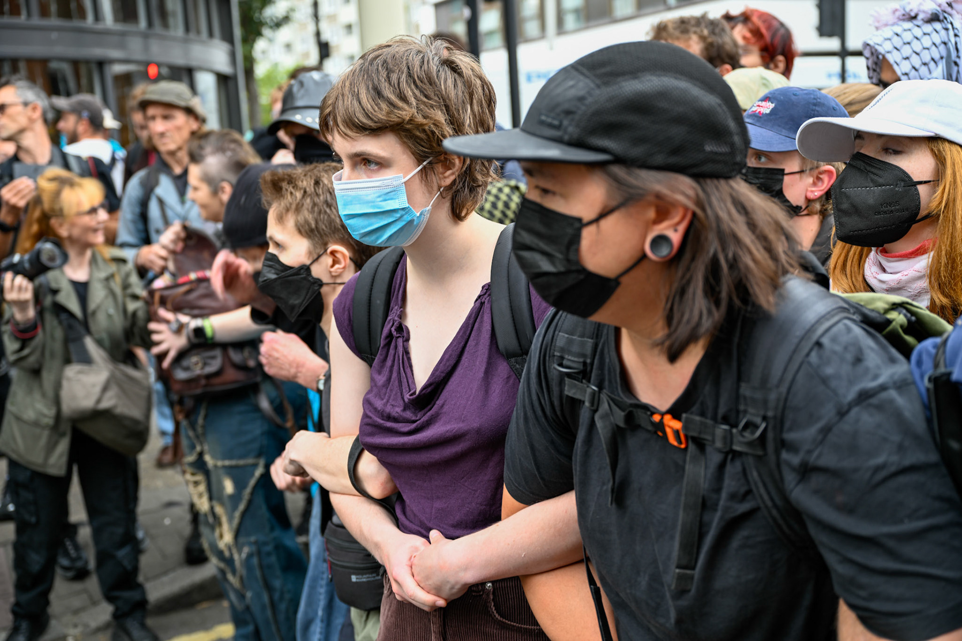 London, UK, 2nd August 2025, Protest outisde of the Thistle Hotel Barbican supporting migrant residents and challenging a counter protest