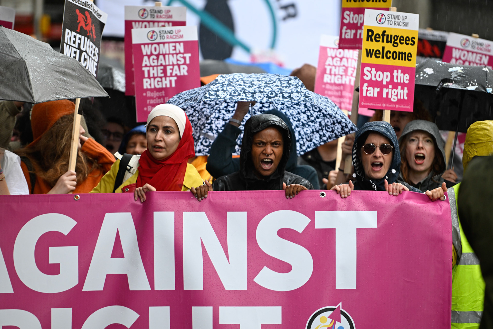 London, UK, 13th September: Protesters march to oppose Tommy Robinson and the far rights march and ideals,  monkeybutlerimages/alamy live news
