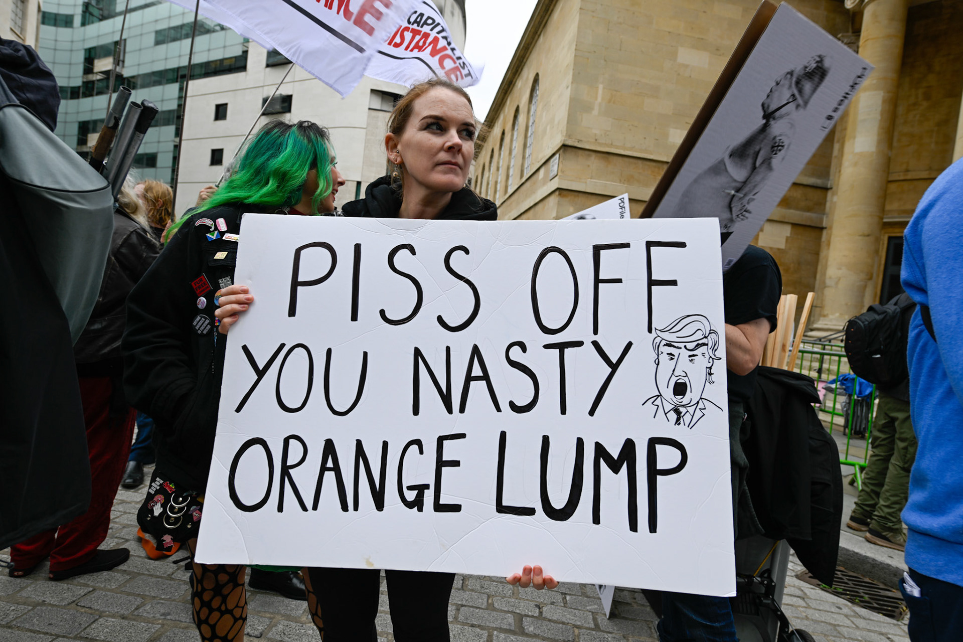 London, UK, 17th September 2025, A large protest by thousands of anti Trump supporters wound through central London towards Parliament, monkeybutlerimages / Alamy Live News