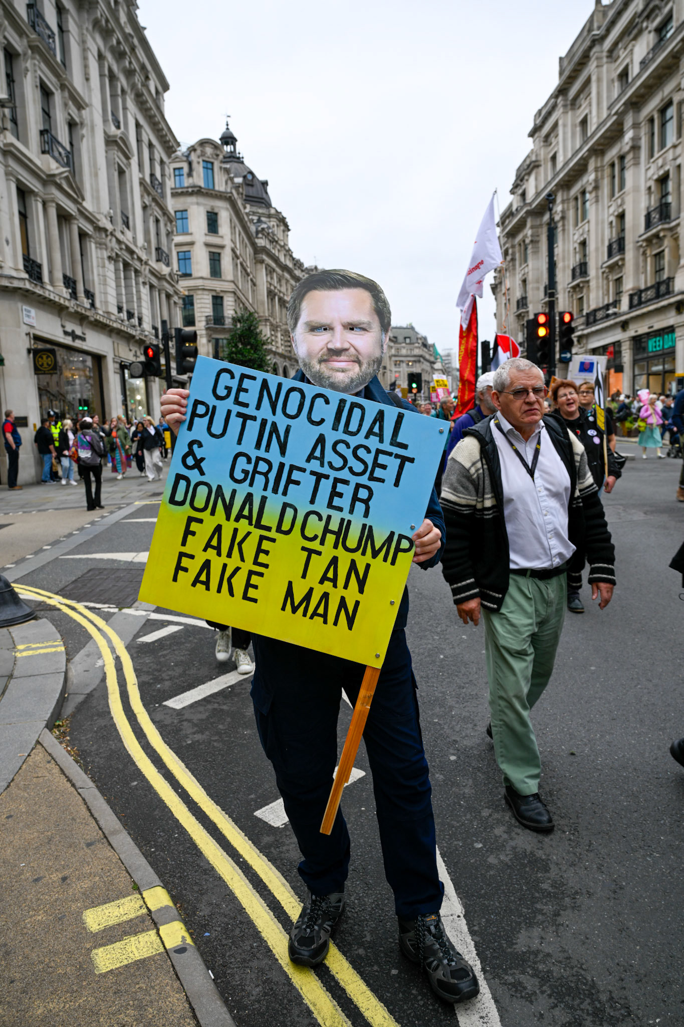 London, UK, 17th September 2025, A large protest by thousands of anti Trump supporters wound through central London towards Parliament, monkeybutlerimages / Alamy Live News