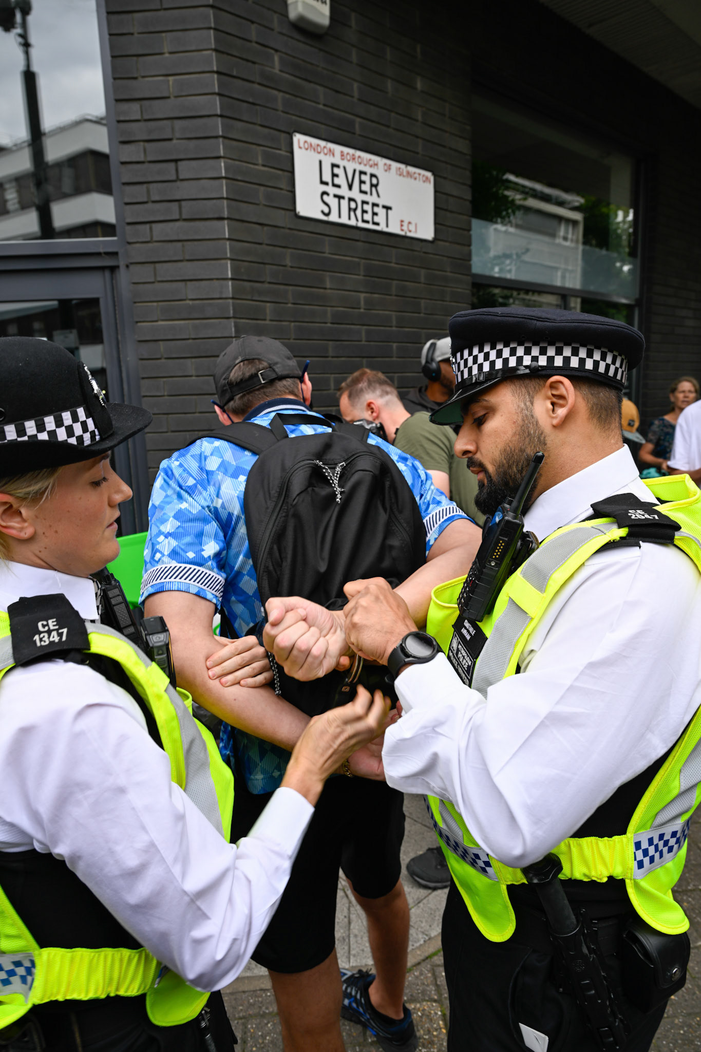 London, UK, 2nd August 2025, Protest outisde of the Thistle Hotel Barbican supporting migrant residents and challenging a counter protest
