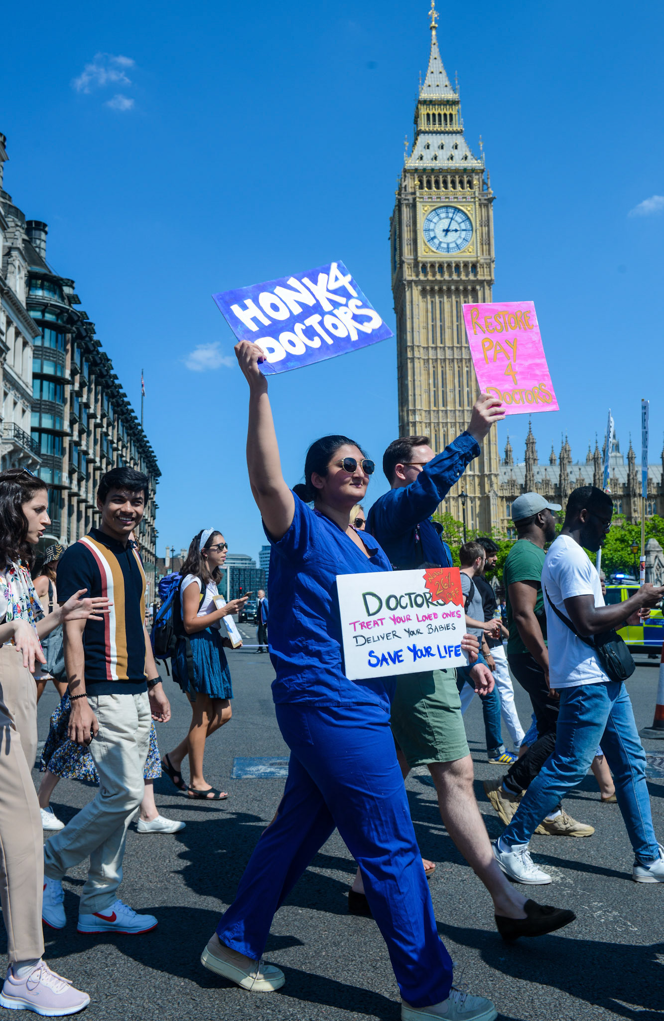 Striking Junior Doctors march in London to Parliament Square over fair pay demands 16/06/23