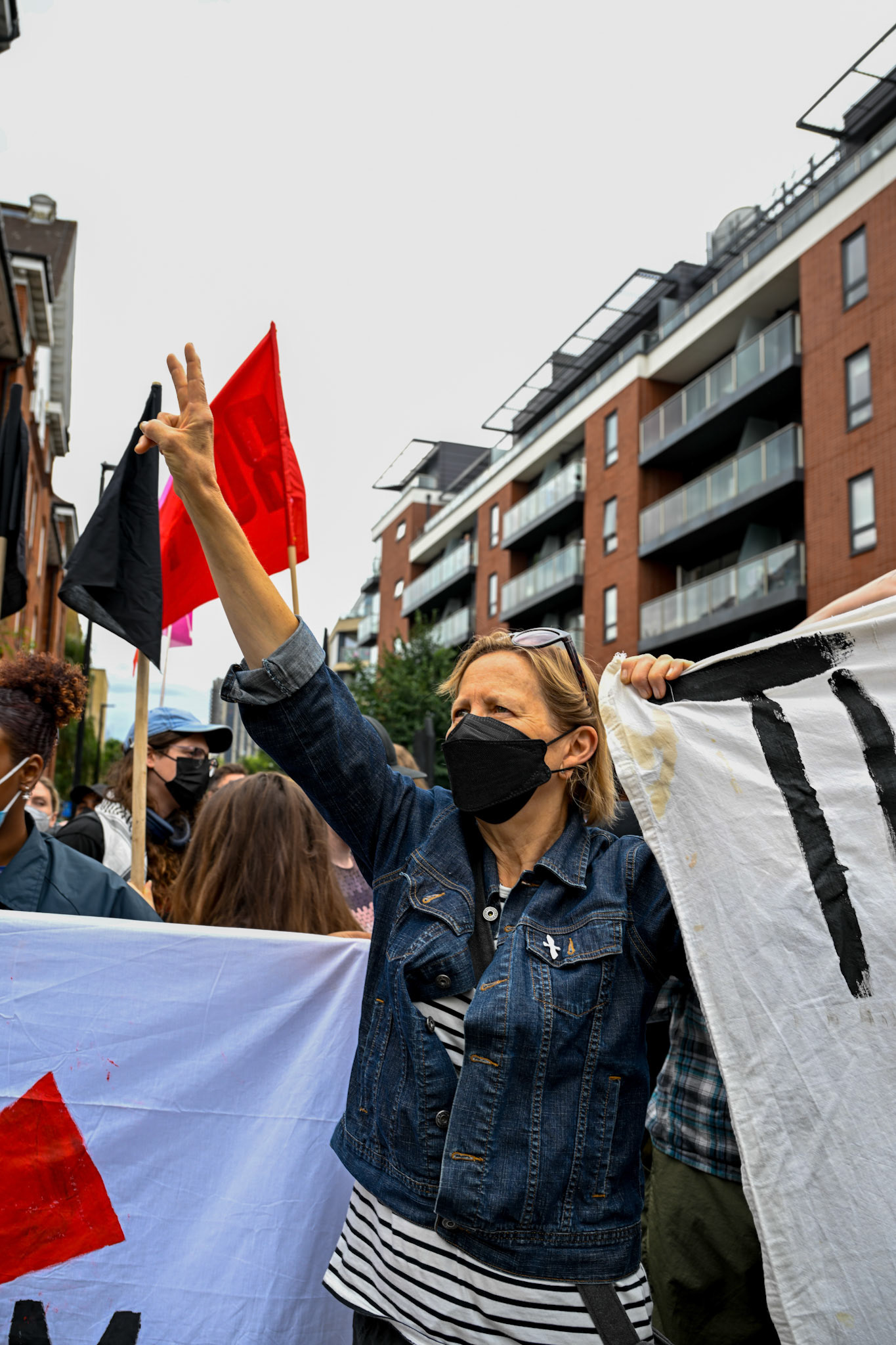 London, UK, 2nd August 2025, Protest outisde of the Thistle Hotel Barbican supporting migrant residents and challenging a counter protest