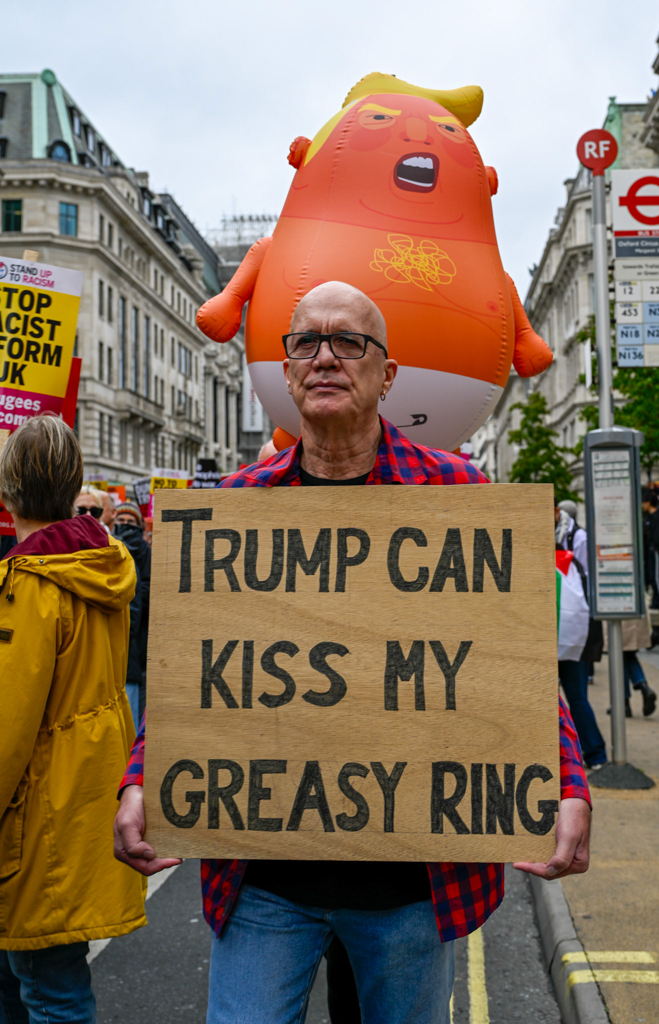 London, UK, 17th September 2025, A large protest by thousands of anti Trump supporters wound through central London towards Parliament, monkeybutlerimages / Alamy Live News