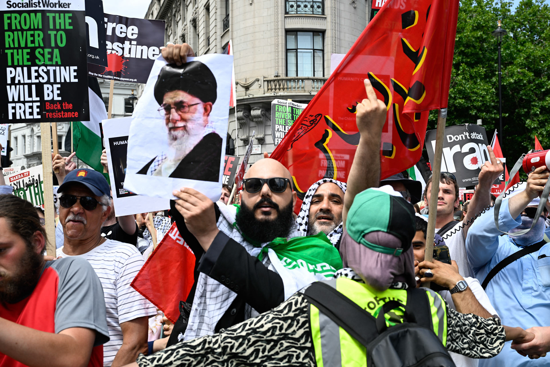 Tens of thousands of protestors marched against Israeli action against Gaza and Iran, London, UK, 21st June 2025