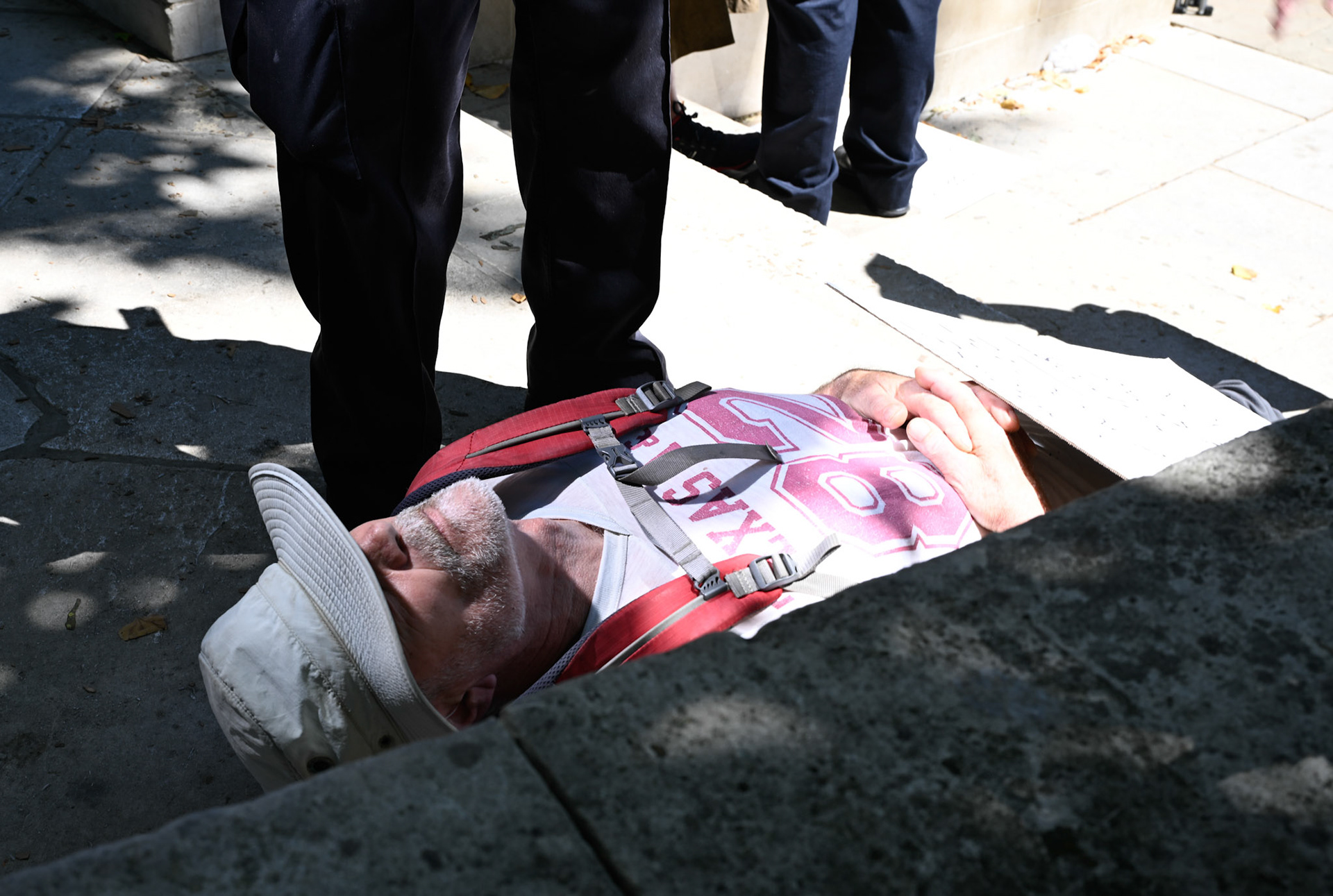 Palestine Action supporters protest at Parliament Square opposite The Houses of Parliament. The group were all arrested.