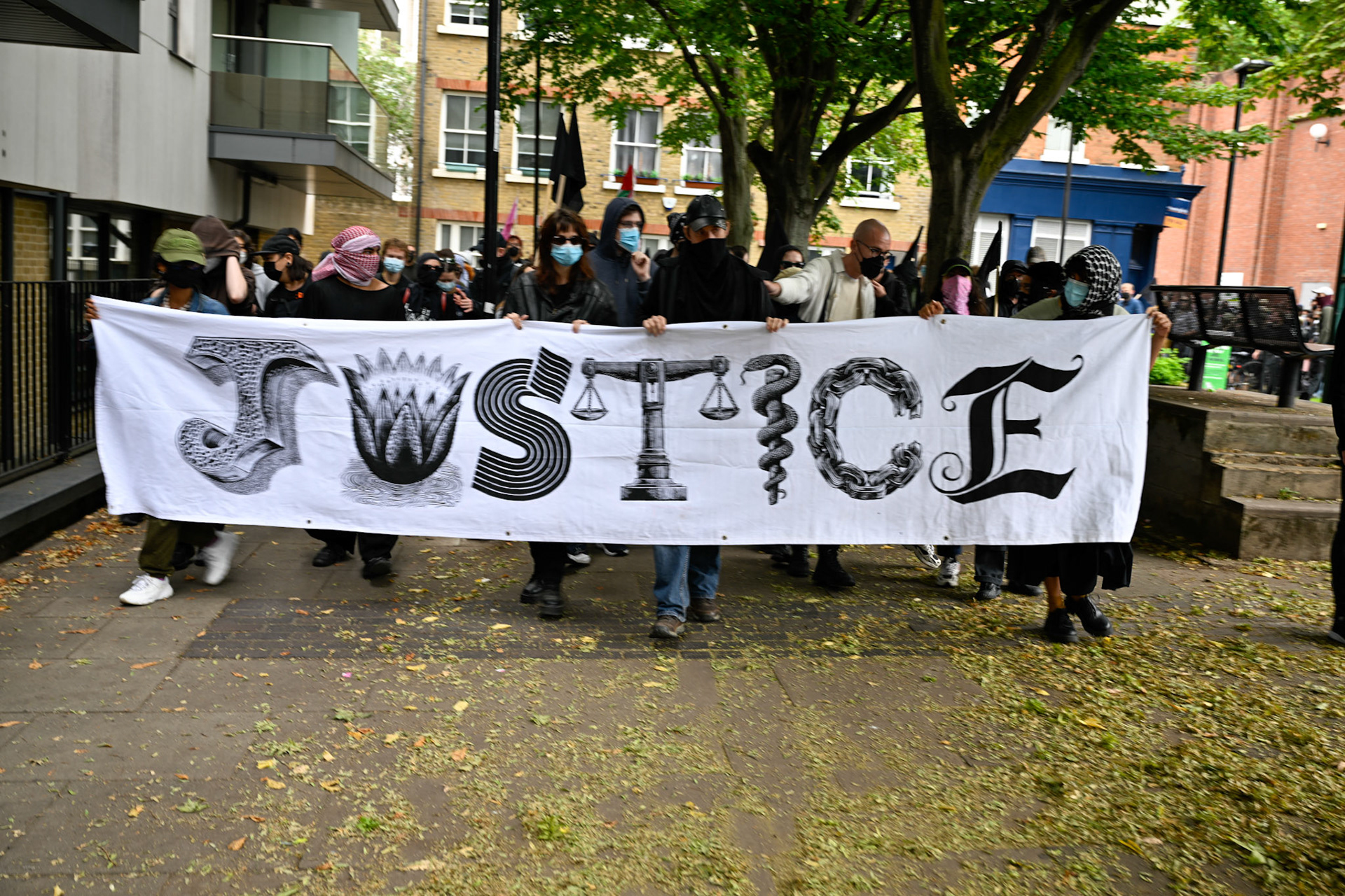 London, UK, 2nd August 2025, Protest outisde of the Thistle Hotel Barbican supporting migrant residents and challenging a counter protest