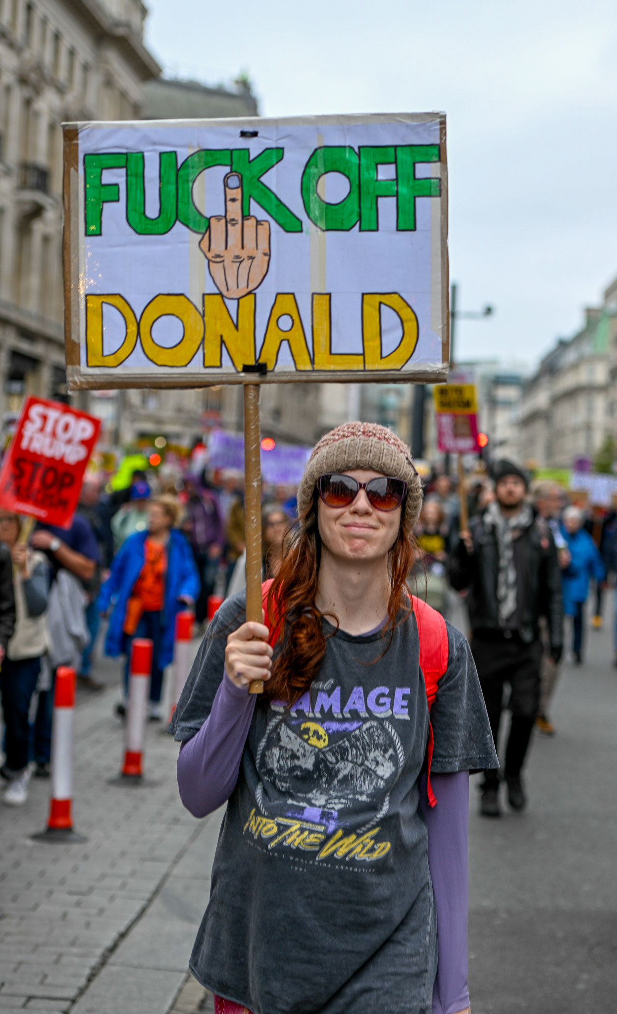 London, UK, 17th September 2025, A large protest by thousands of anti Trump supporters wound through central London towards Parliament, monkeybutlerimages / Alamy Live News