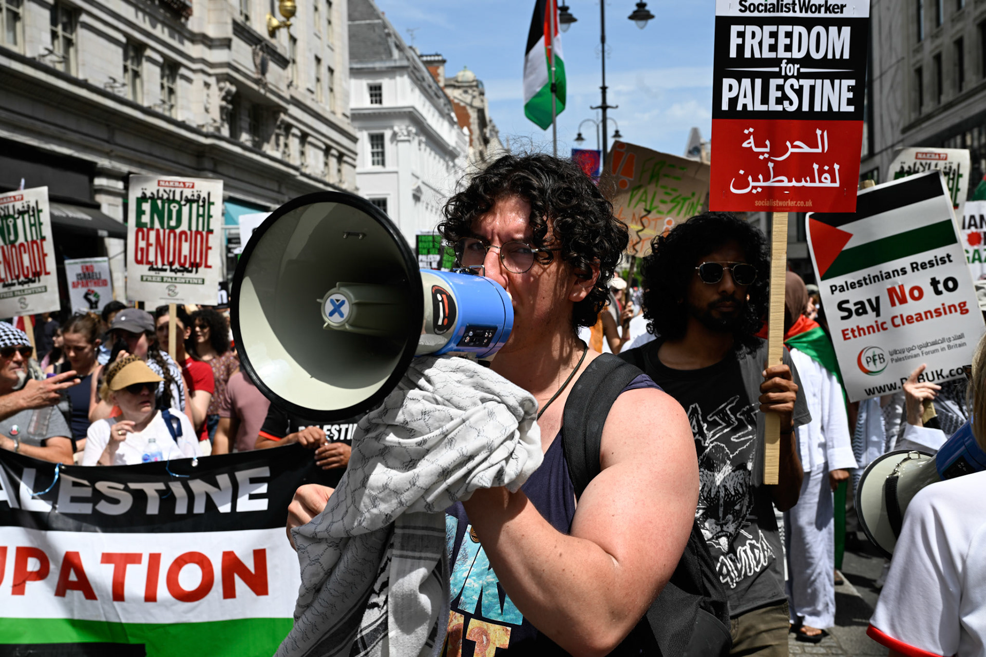 Tens of thousands of protestors marched against Israeli action against Gaza and Iran, London, UK, 21st June 2025
