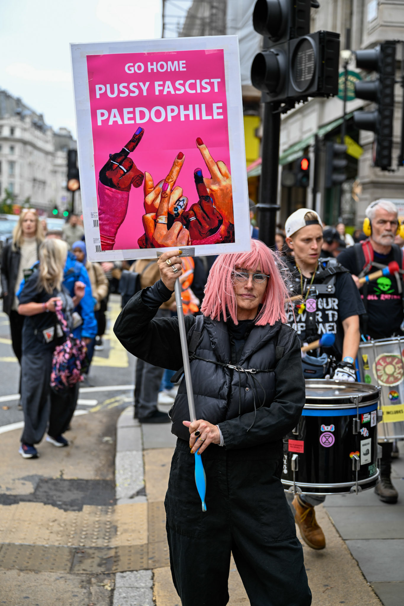 London, UK, 17th September 2025, A large protest by thousands of anti Trump supporters wound through central London towards Parliament, monkeybutlerimages / Alamy Live News