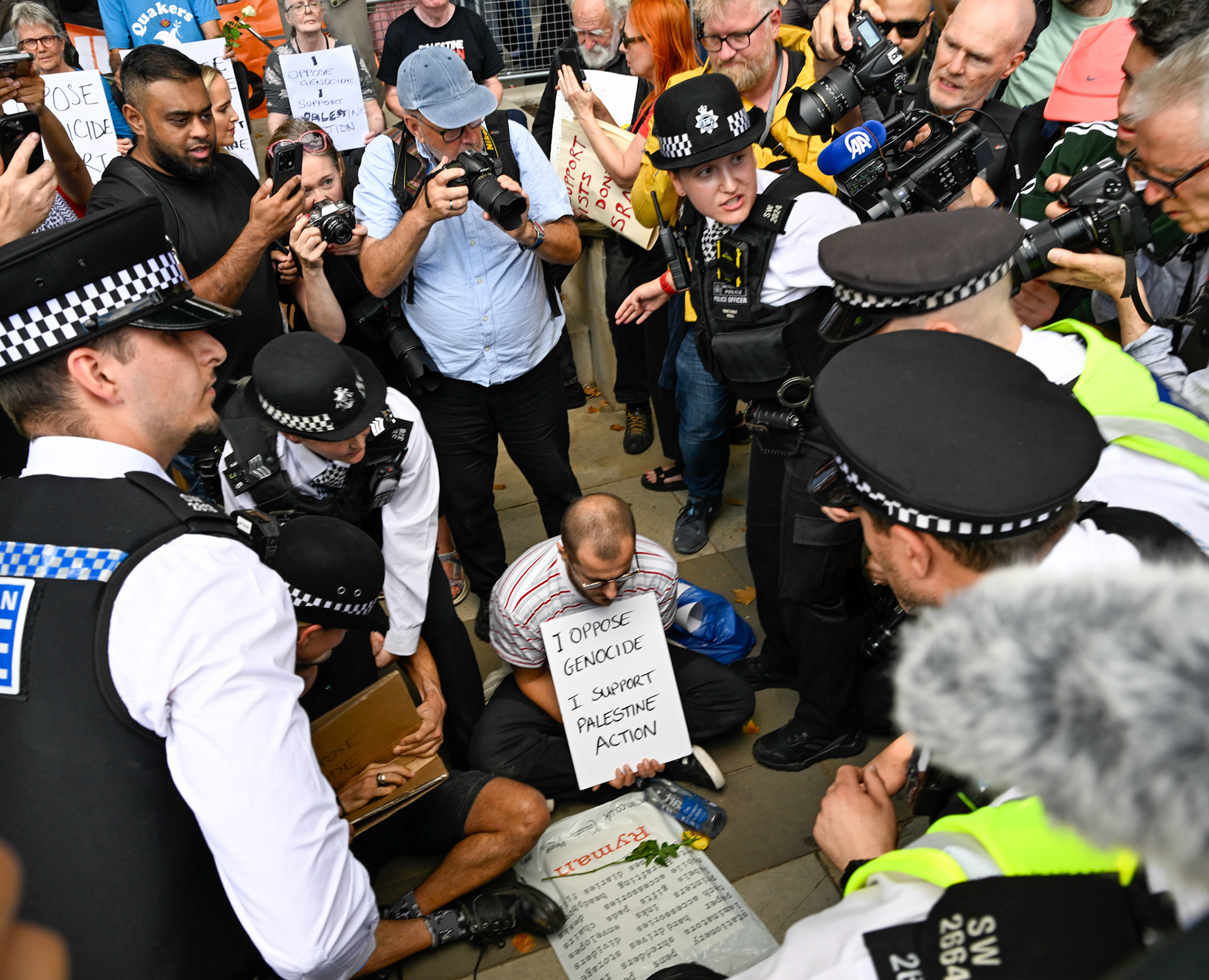 Hundreds of supporters of proscribed terrorist group Palestine Action were arrested on Parliament Square