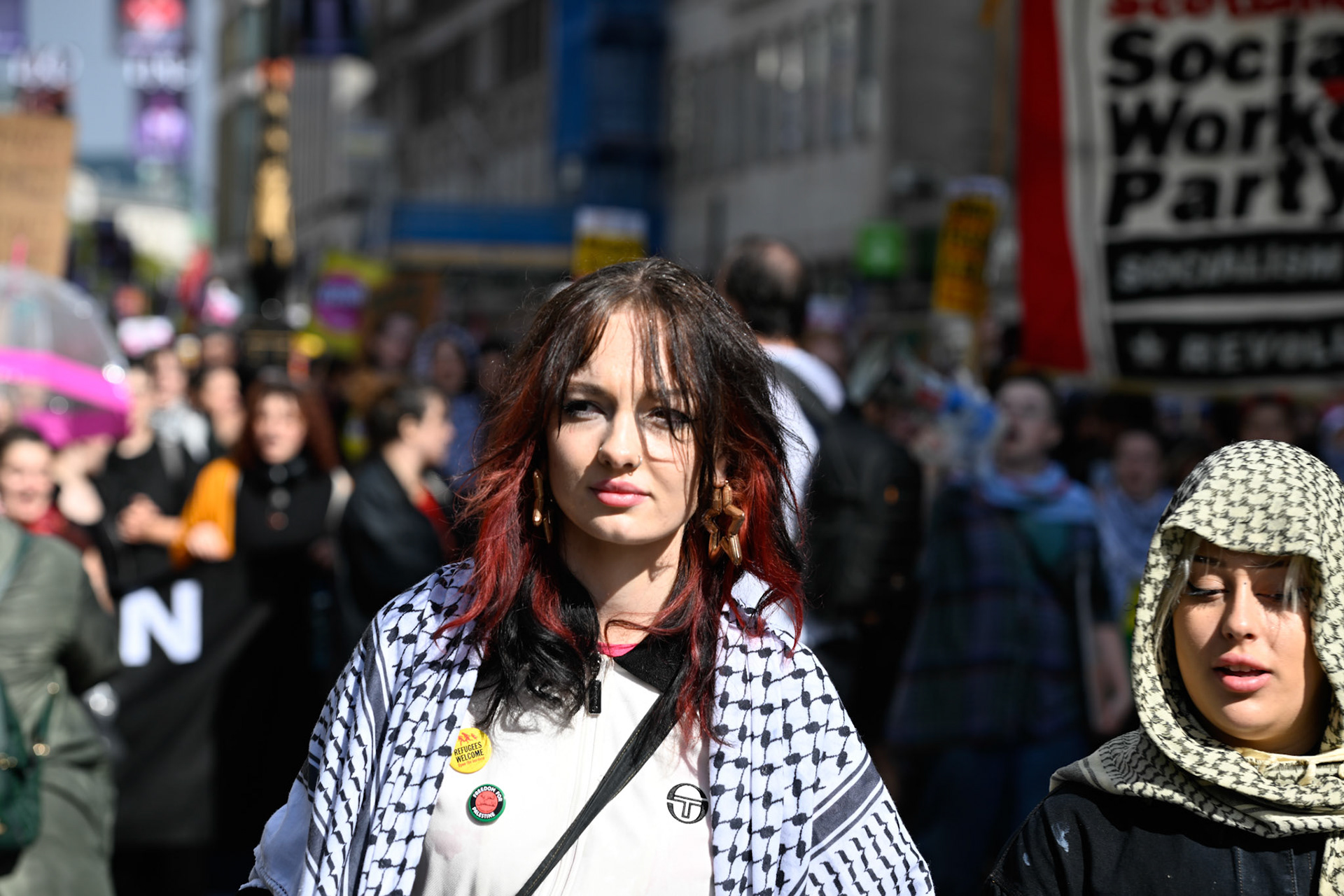 London, UK, 13th September: Protesters march to oppose Tommy Robinson and the far rights march and ideals,  monkeybutlerimages/alamy live news