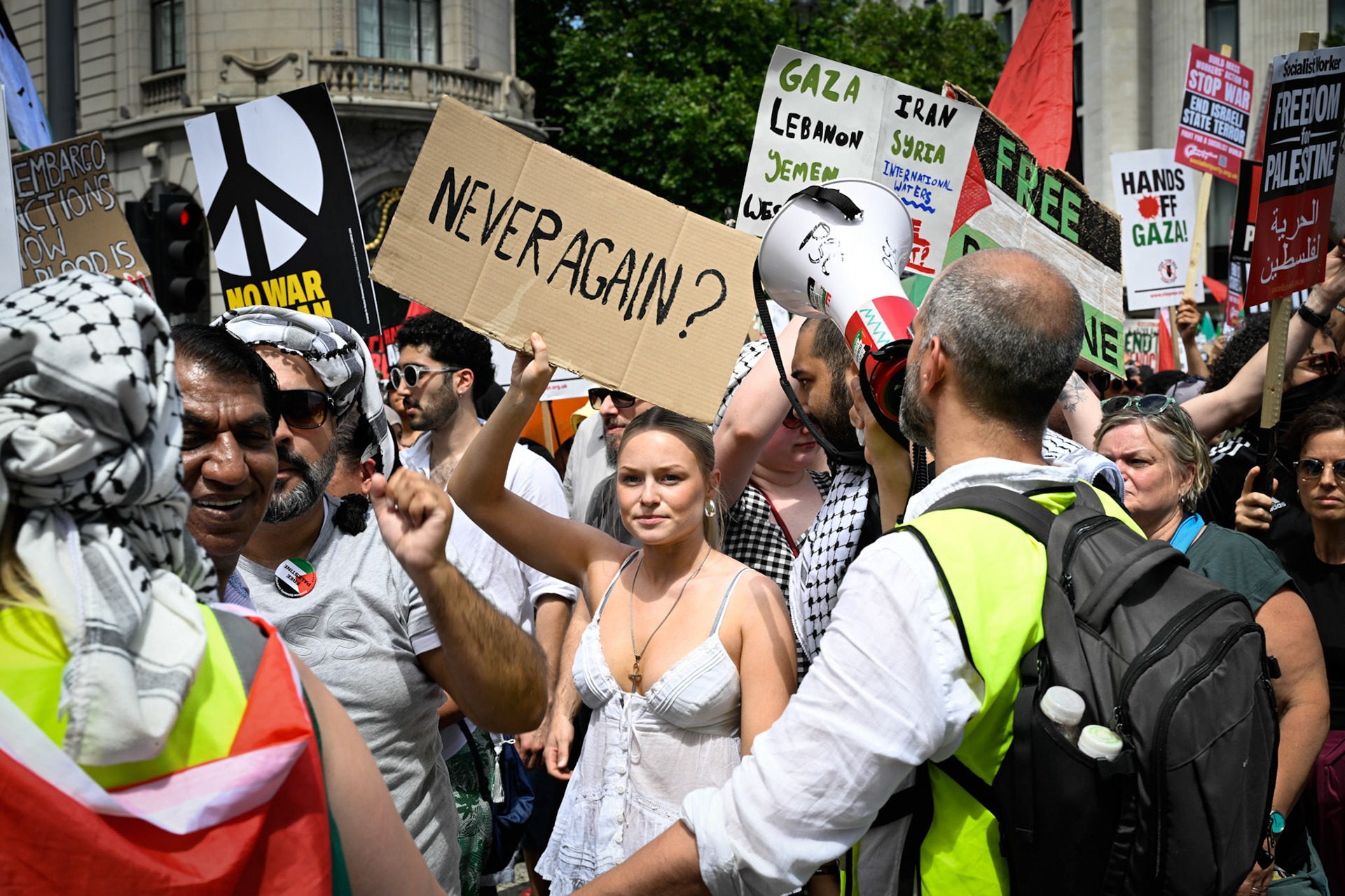 Tens of thousands of protestors marched against Israeli action against Gaza and Iran, London, UK, 21st June 2025