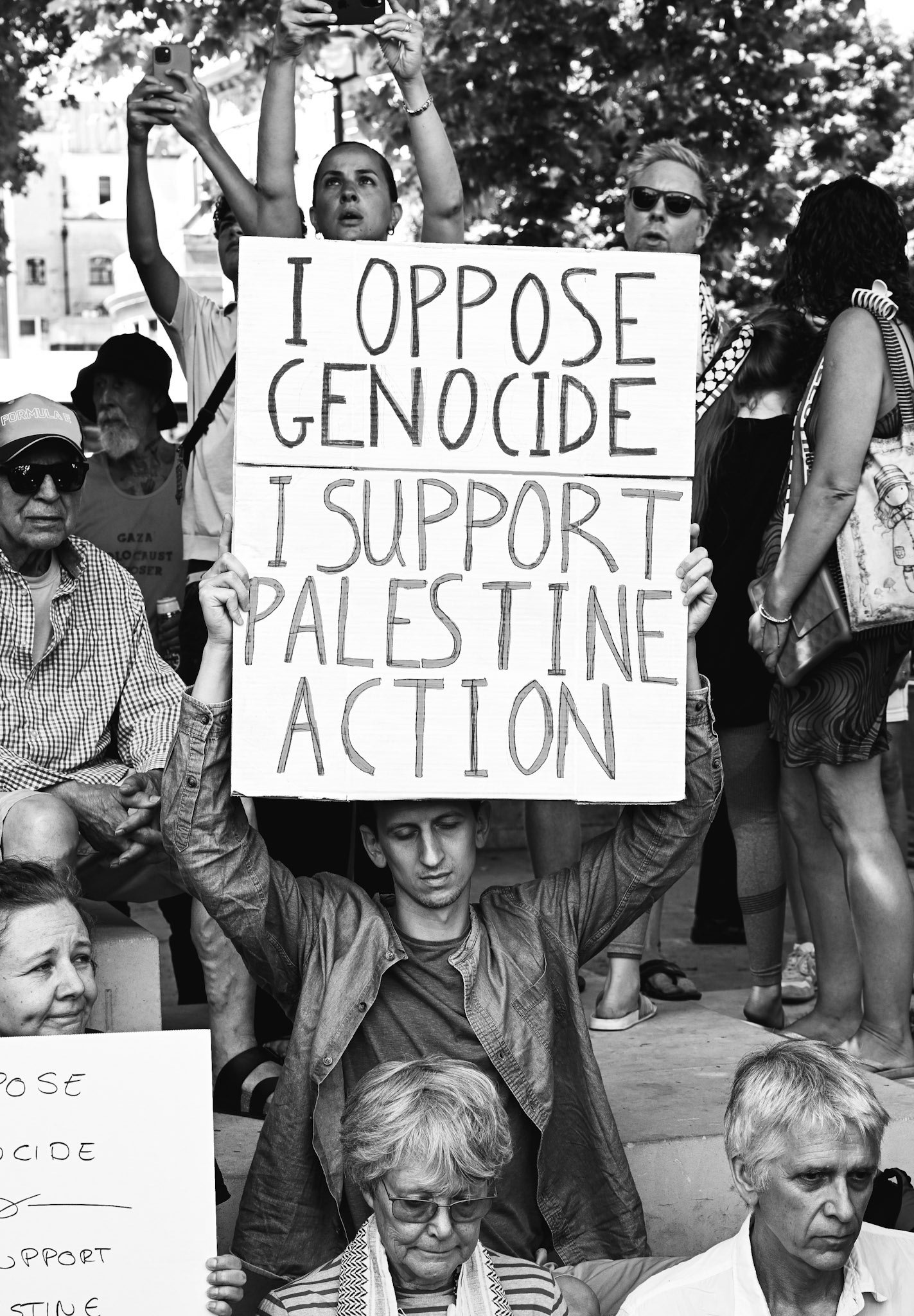 Palestine Action supporters protest at Parliament Square opposite The Houses of Parliament. The group were all arrested.