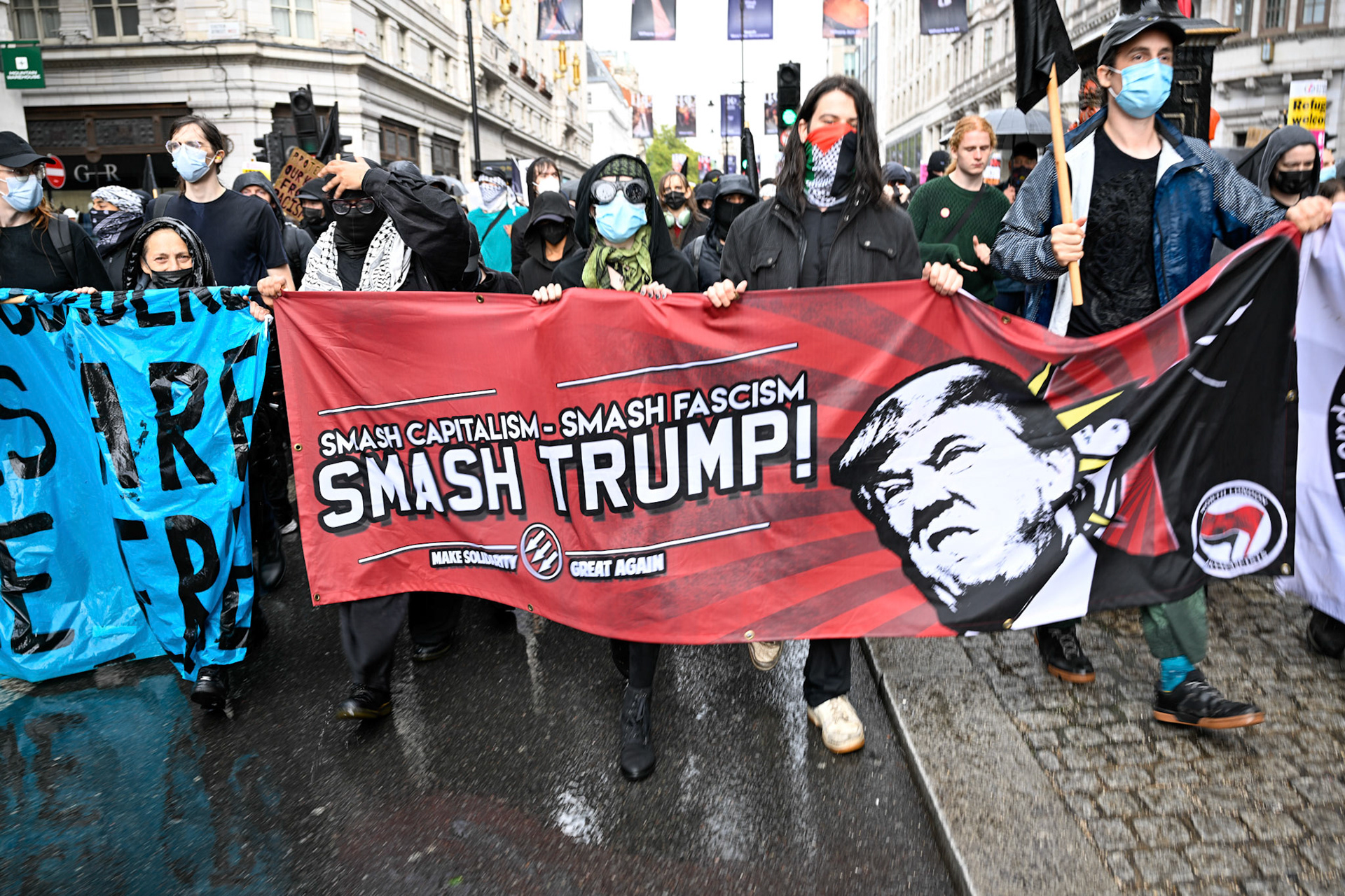 London, UK, 13th September: Protesters march to oppose Tommy Robinson and the far rights march and ideals,  monkeybutlerimages/alamy live news