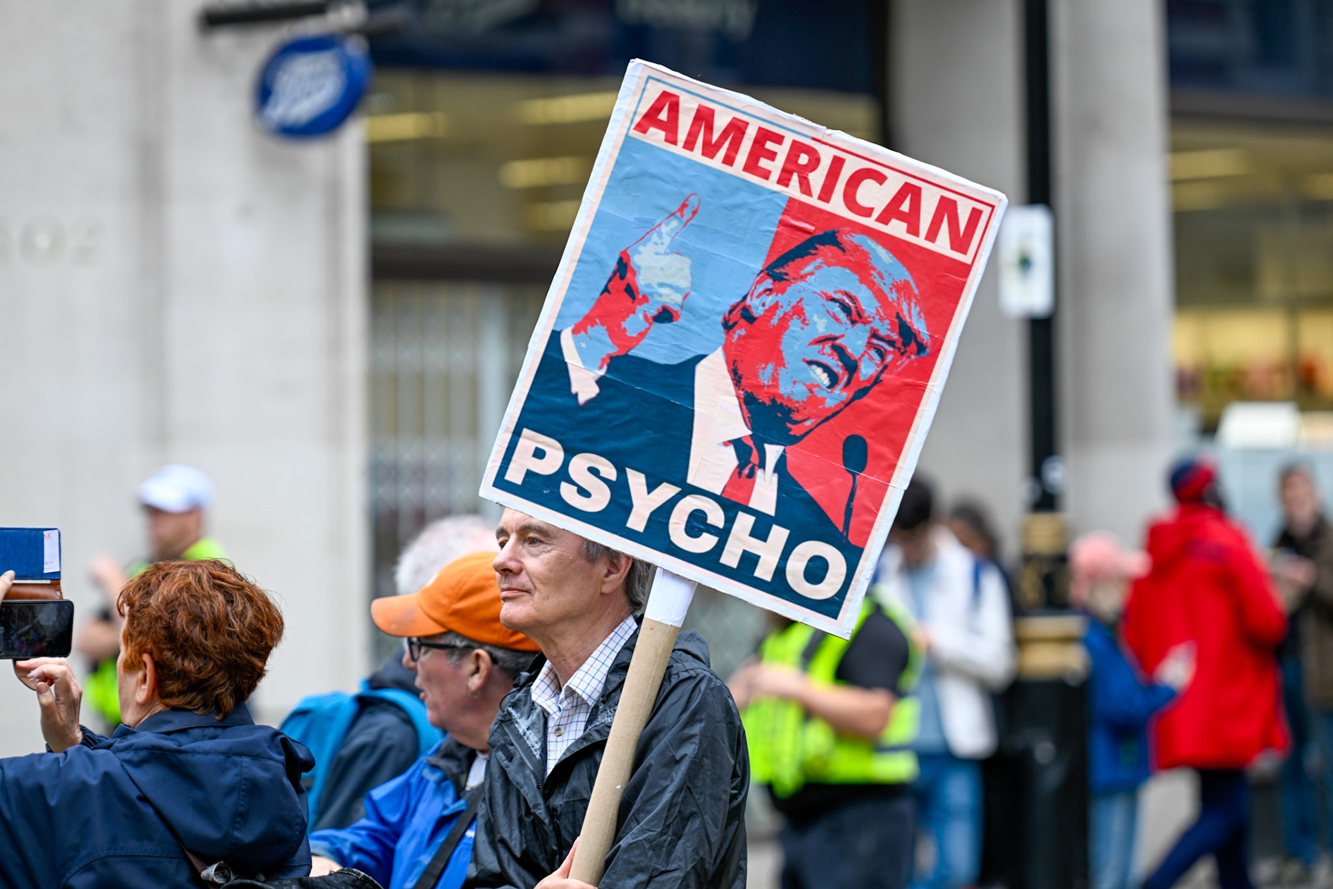 London, UK, 17th September 2025, A large protest by thousands of anti Trump supporters wound through central London towards Parliament, monkeybutlerimages / Alamy Live News