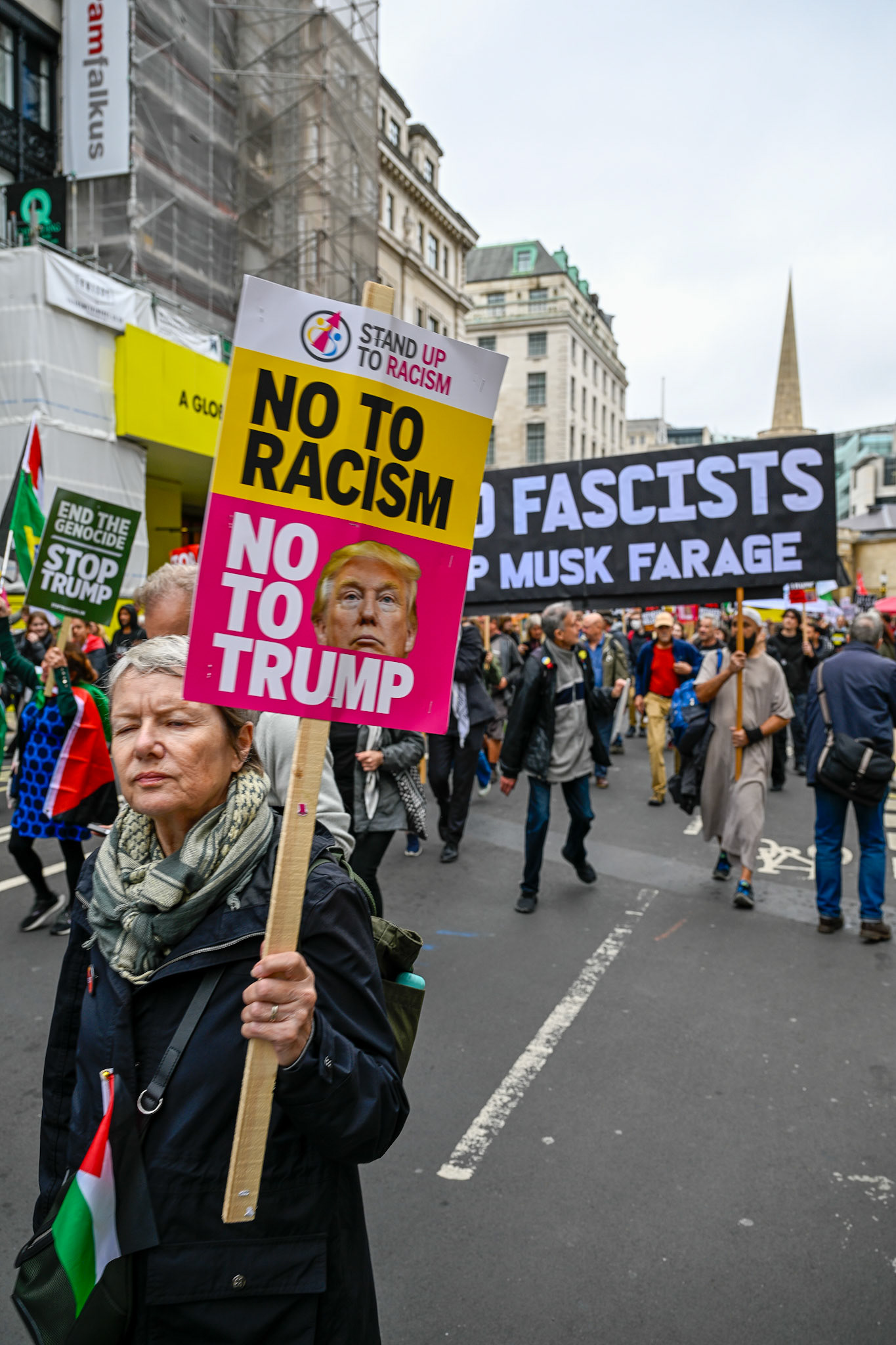 London, UK, 17th September 2025, A large protest by thousands of anti Trump supporters wound through central London towards Parliament, monkeybutlerimages / Alamy Live News