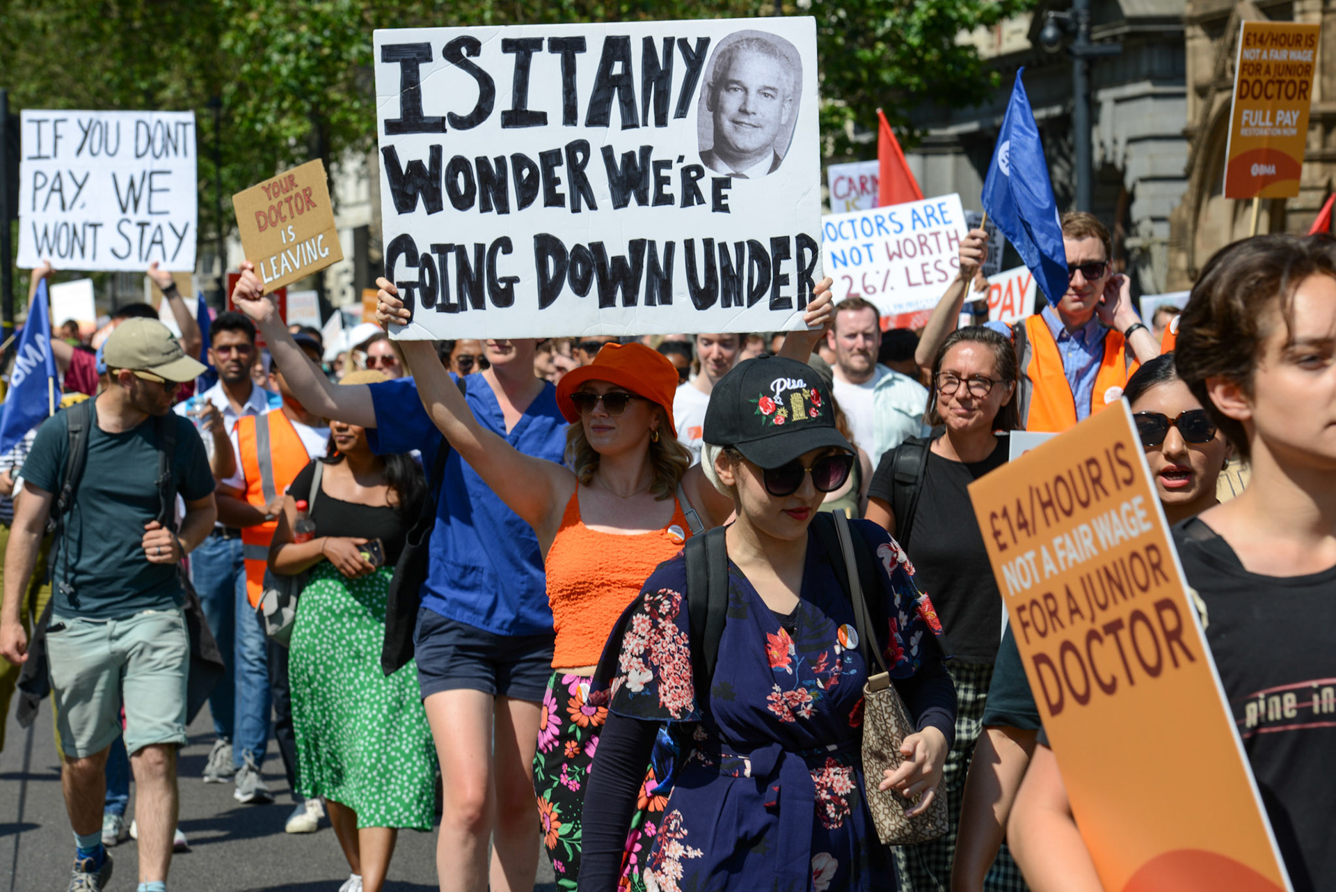 Striking Junior Doctors march in London to Parliament Square over fair pay demands 16/06/23
