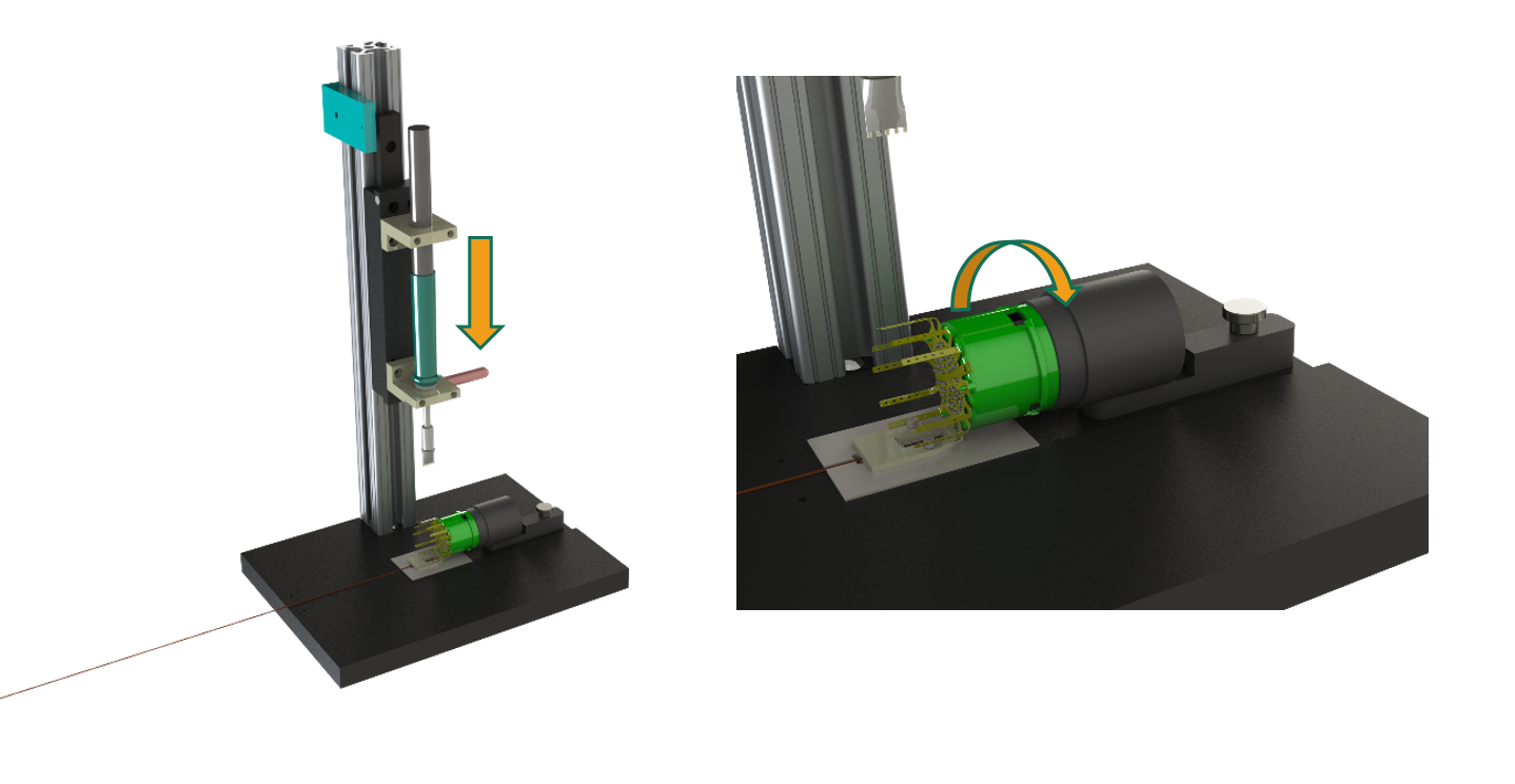 Modified manufacturing station used to solder flexible PCBs together. I created an attachment to allow for continuous soldering without removing the connector from the fixture.