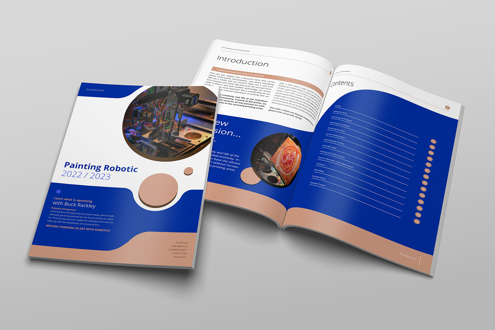 Painting Robotic by Buck Rackley Page Layout Mockup Example using Photoshop