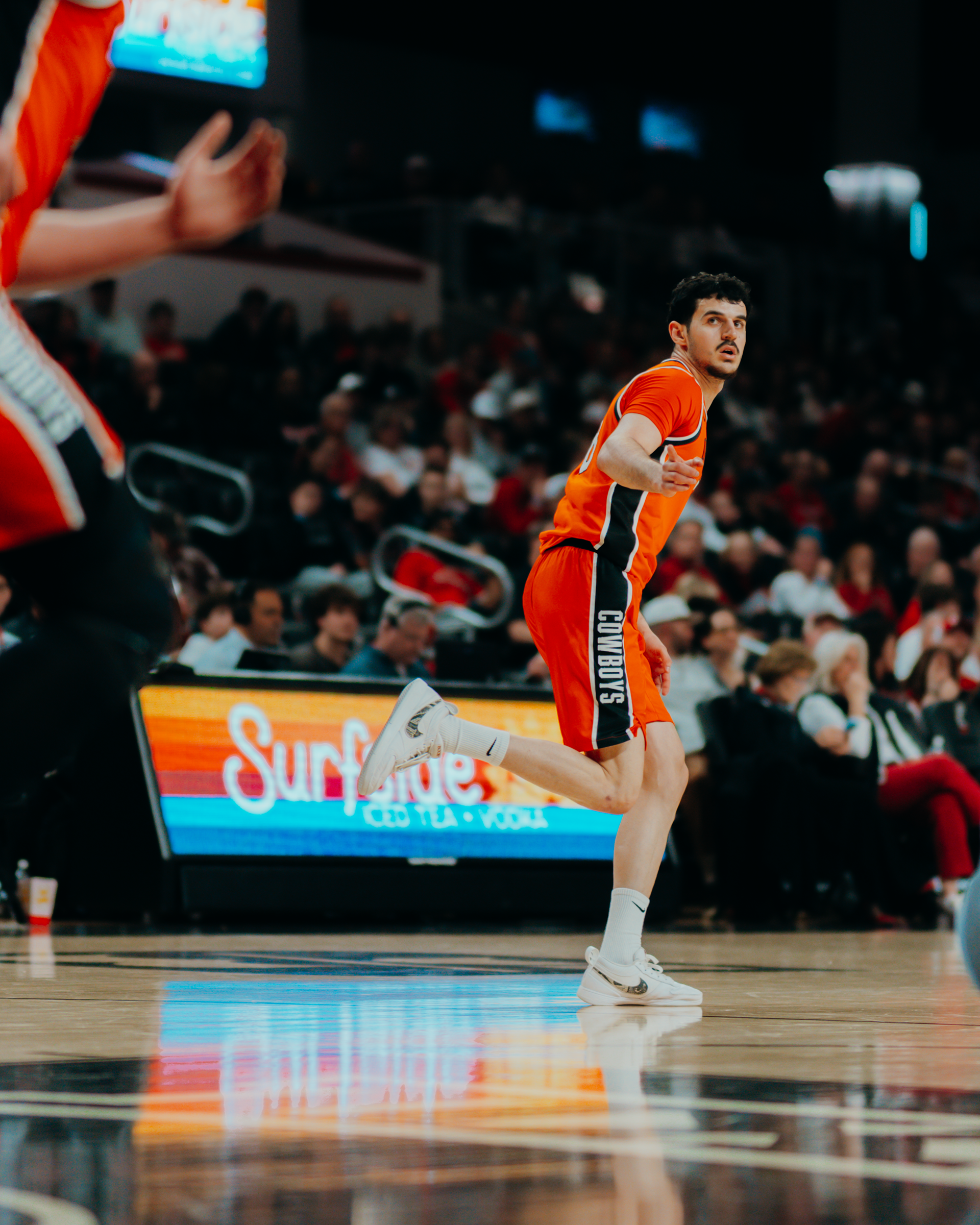 Daniel Guetta getting a feel for the game playing in his first Big 12 game.