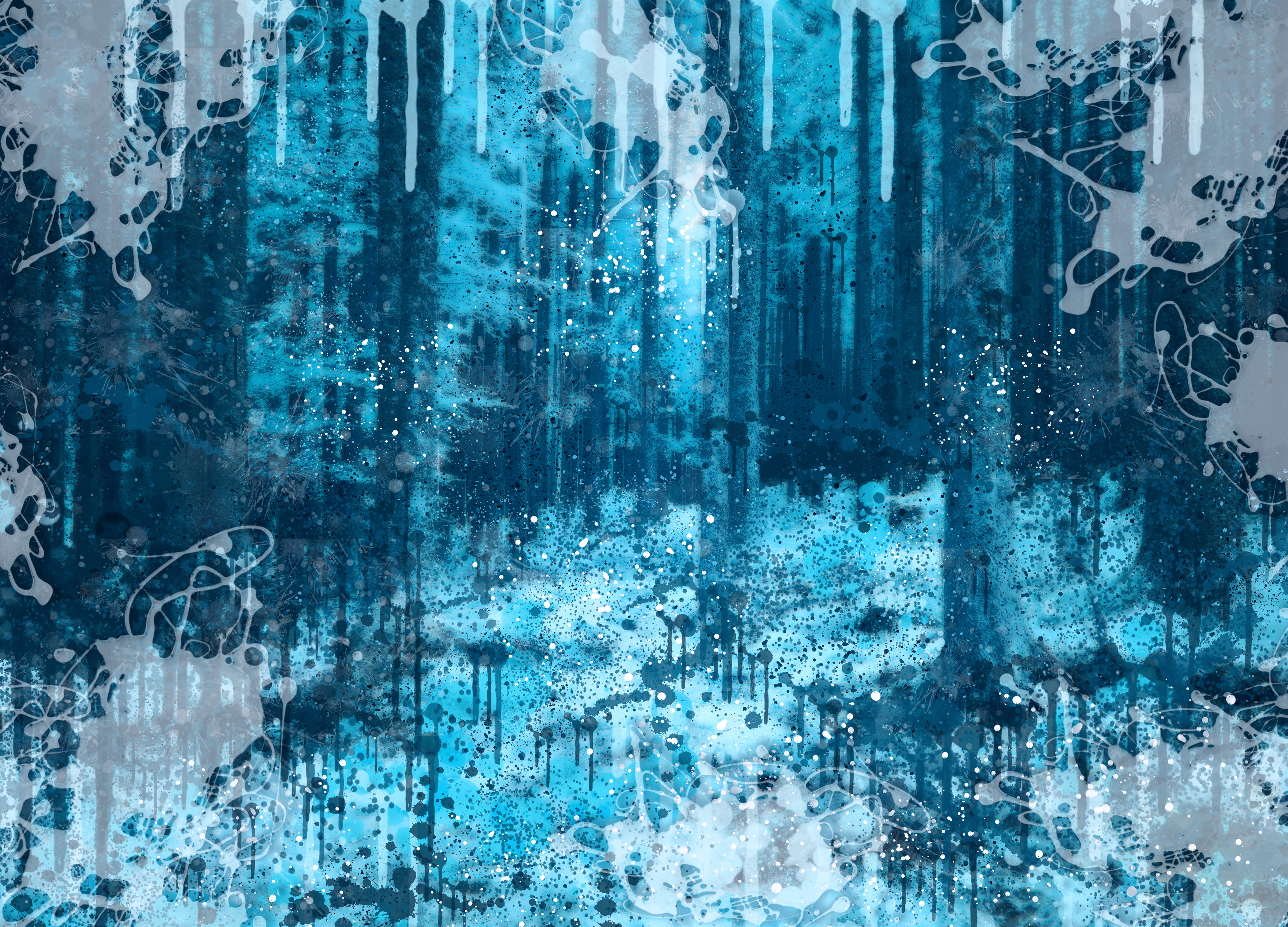 abstract watercolor forest blue edit