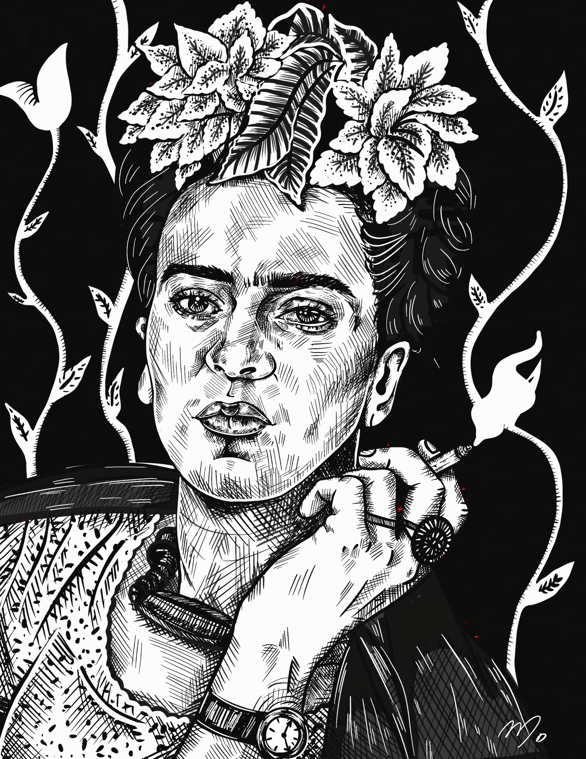 "Frida con cigarro" 2020