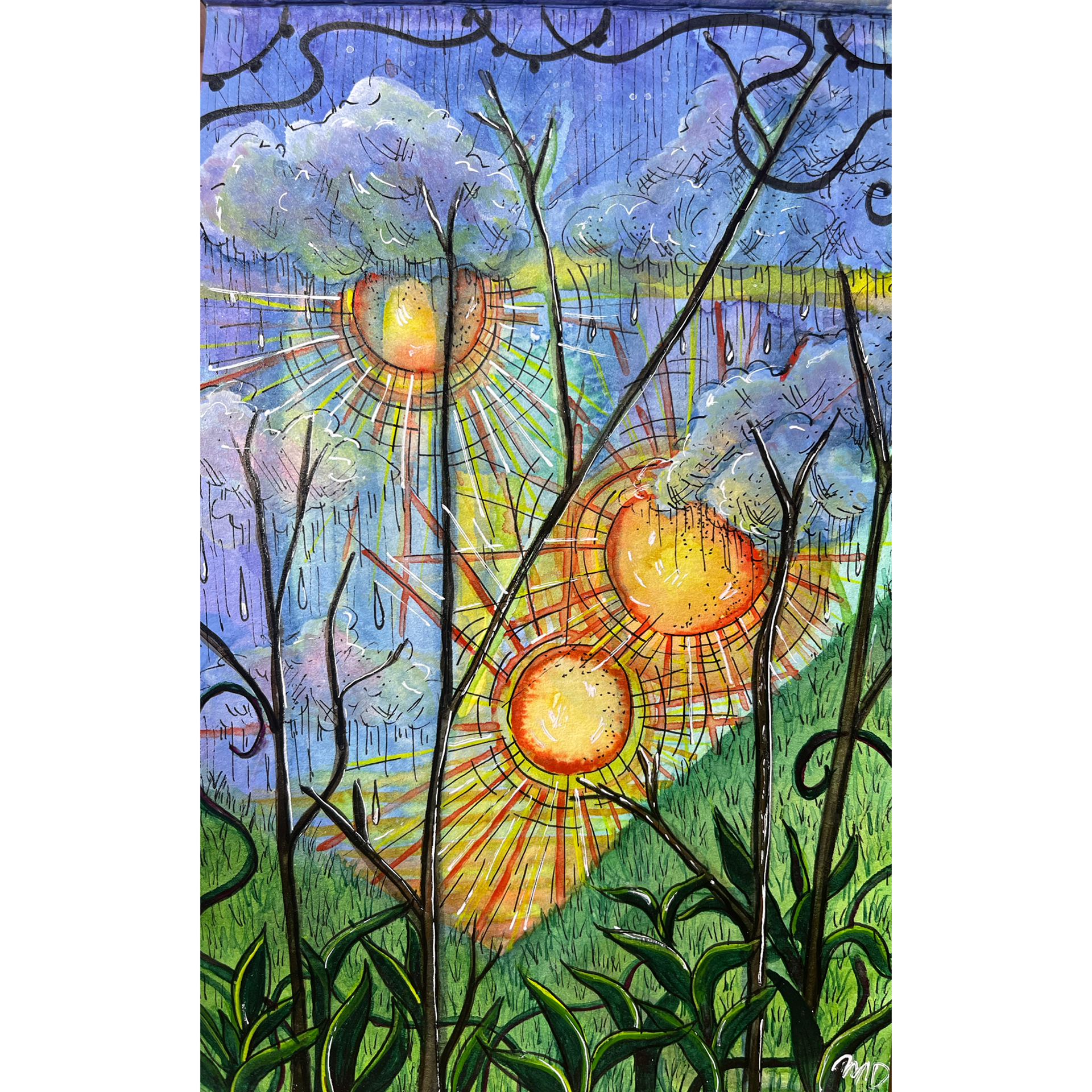 "3 Suns" Watercolor 